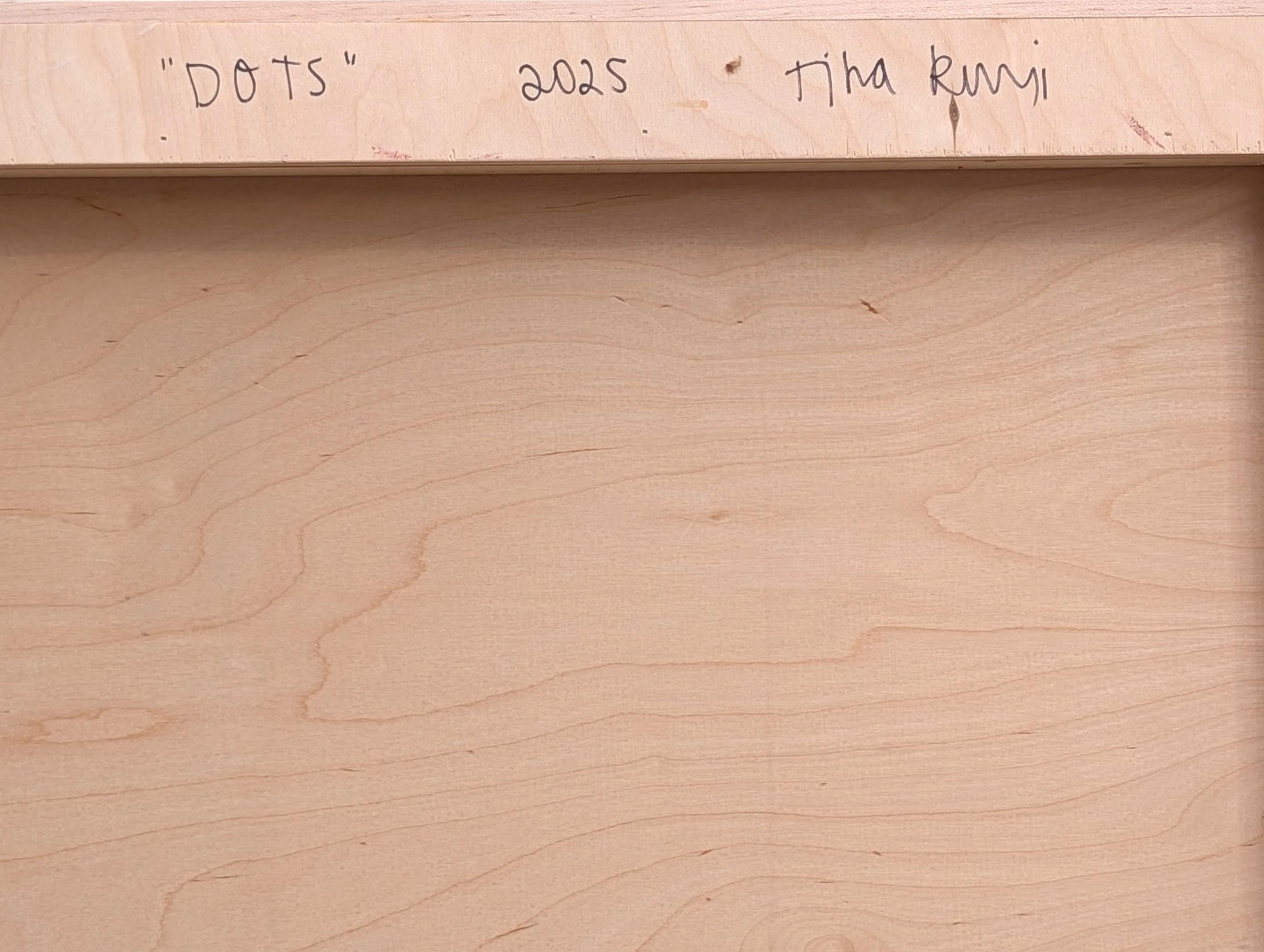 “Dots” Contemporary Colorful Geometric Blue, Red, & Yellow Dot Grid Painting For Sale 10