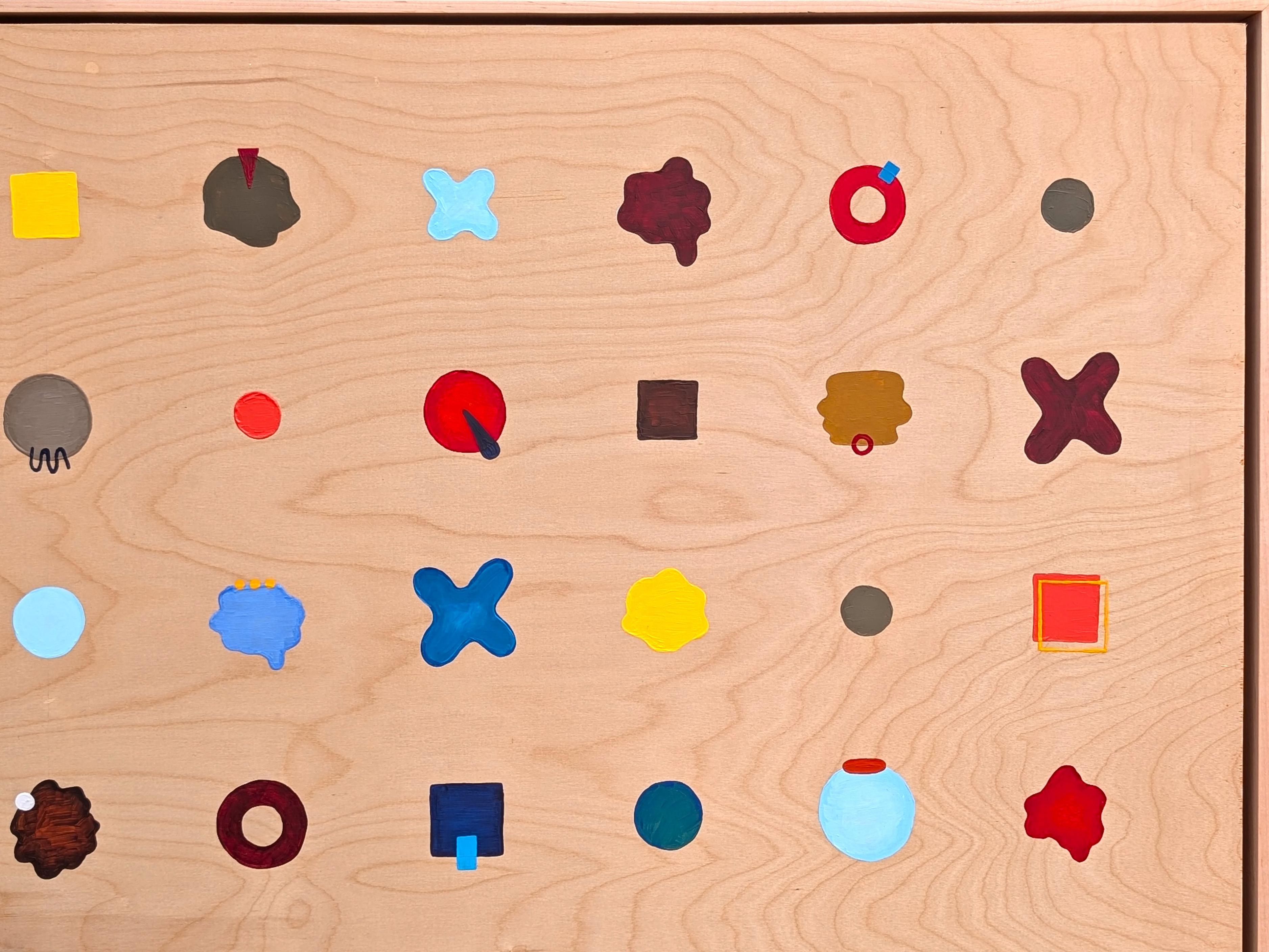 “Dots” Contemporary Colorful Geometric Blue, Red, & Yellow Dot Grid Painting For Sale 2