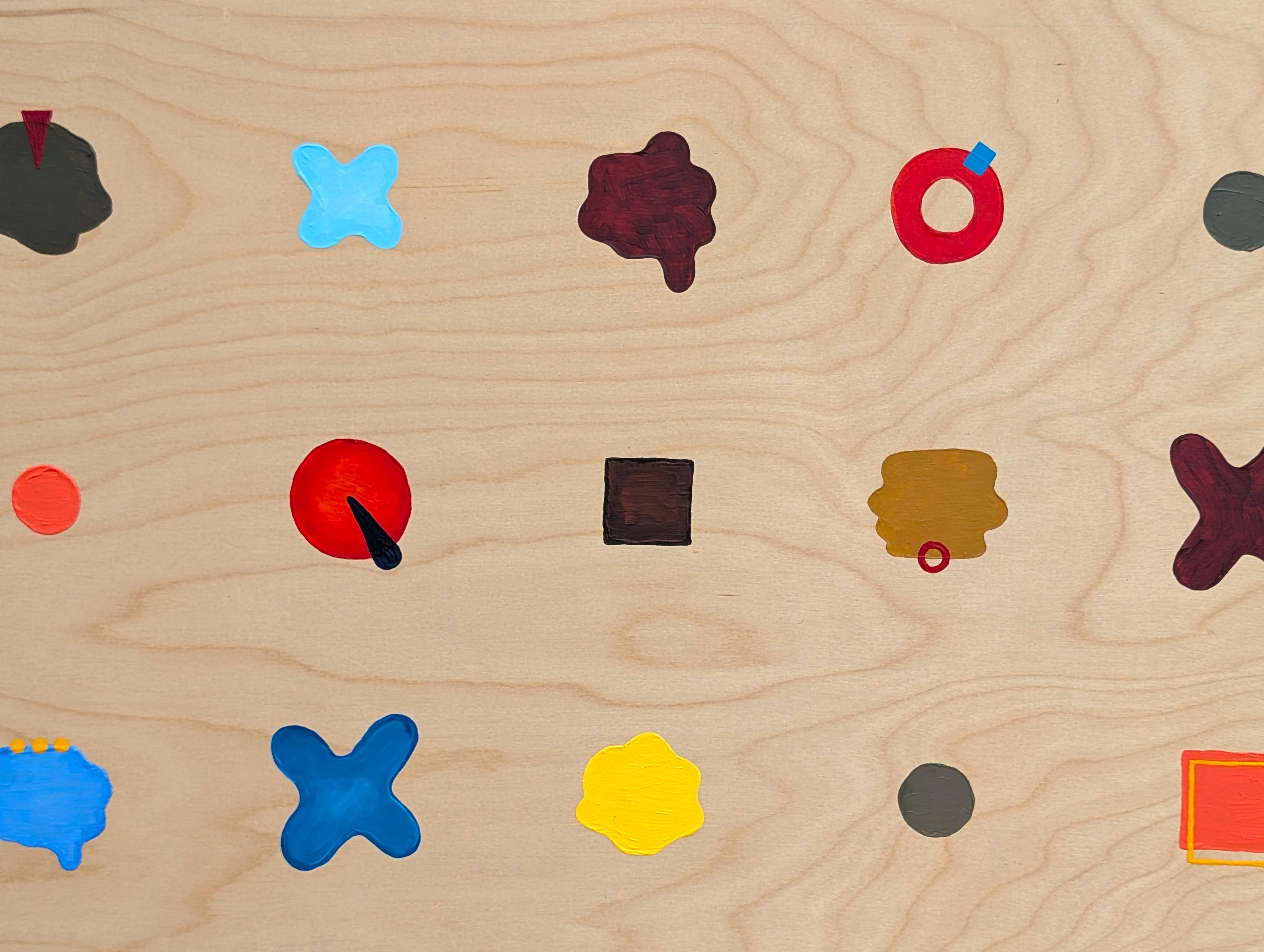 “Dots” Contemporary Colorful Geometric Blue, Red, & Yellow Dot Grid Painting For Sale 6