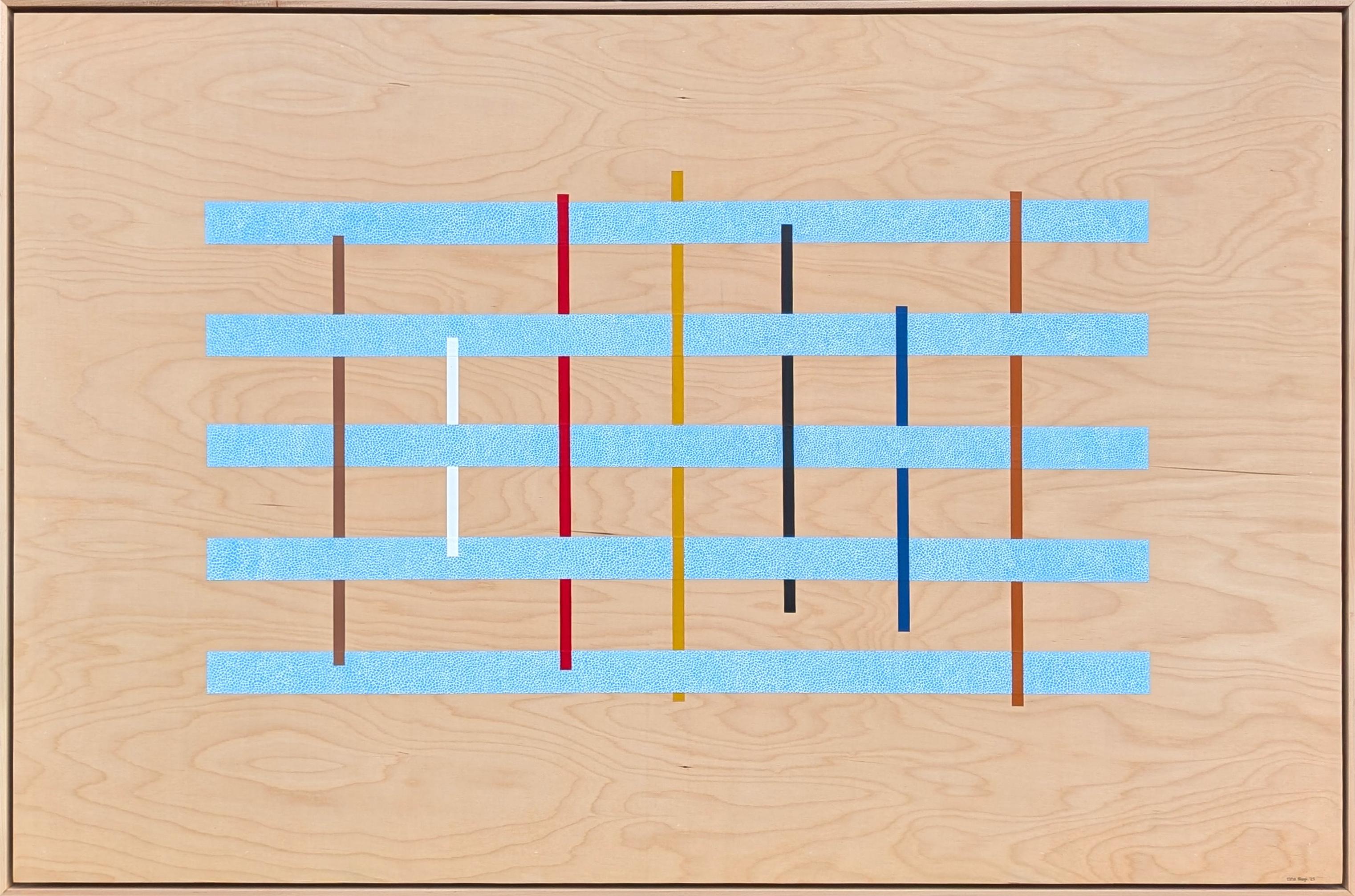 Tina Ruyi Still-Life Painting - "Red Theory" Contemporary Colorful Blue, Red, Green, & Yellow Geometric Abstract