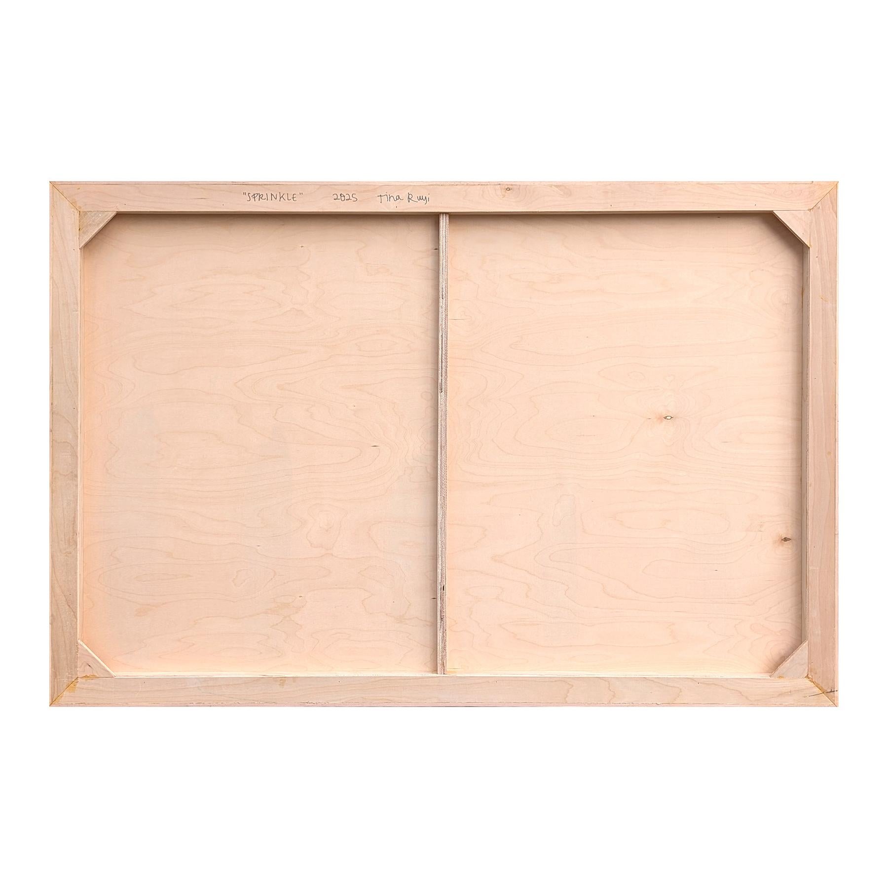 “Sprinkle” Contemporary Colorful Geometric Red, Blue, & Yellow Dot Painting For Sale 8