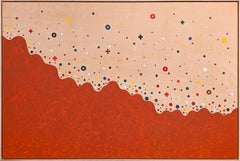“Sprinkle” Contemporary Colorful Geometric Red, Blue, & Yellow Dot Painting