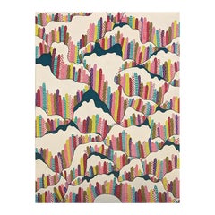"The Hills" Contemporary Abstract Colorful Organic Patterned Landscape Painting