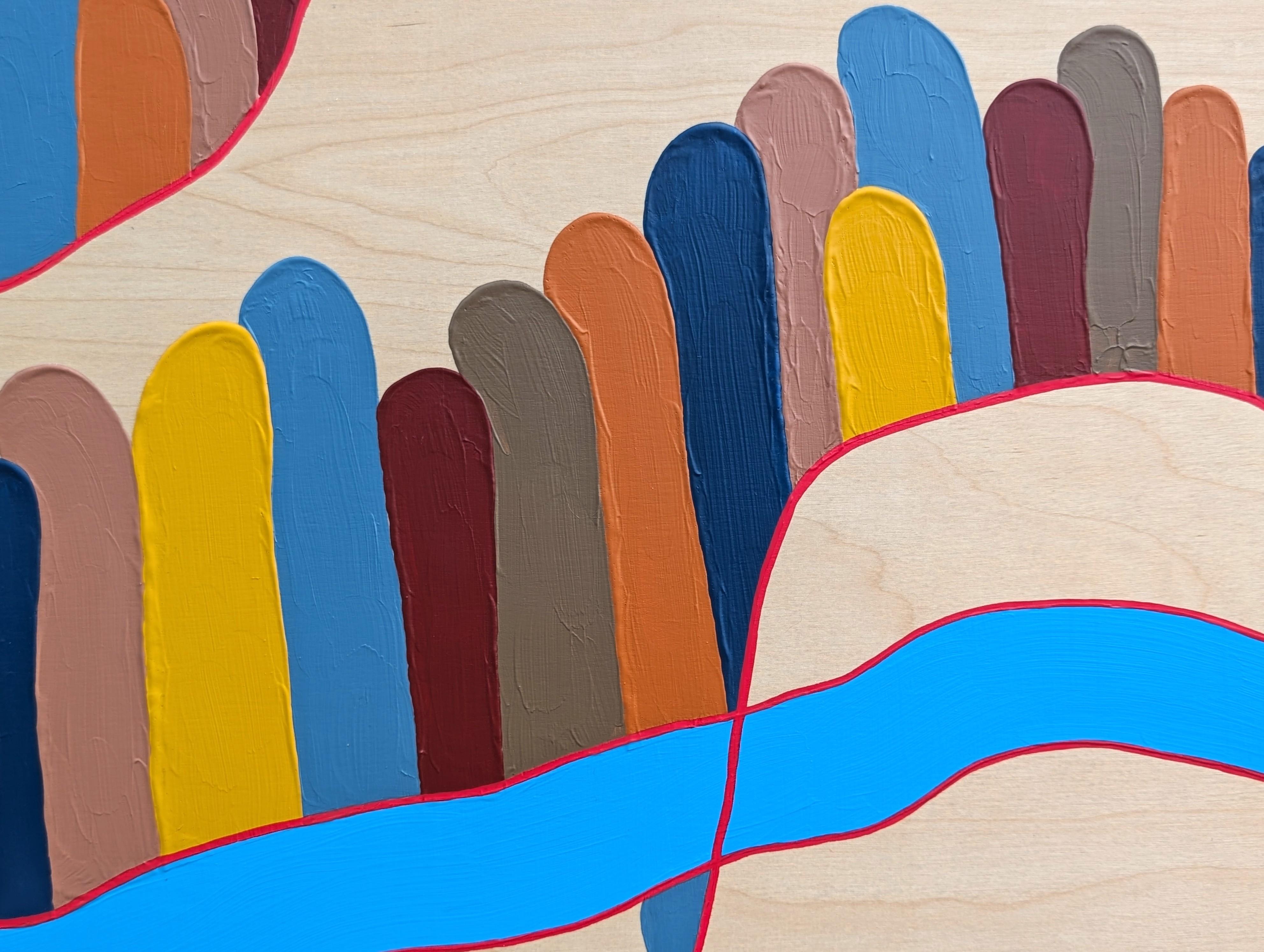 “The Hills” Contemporary Colorful Abstract Landscape Painting of Rolling Hills For Sale 7