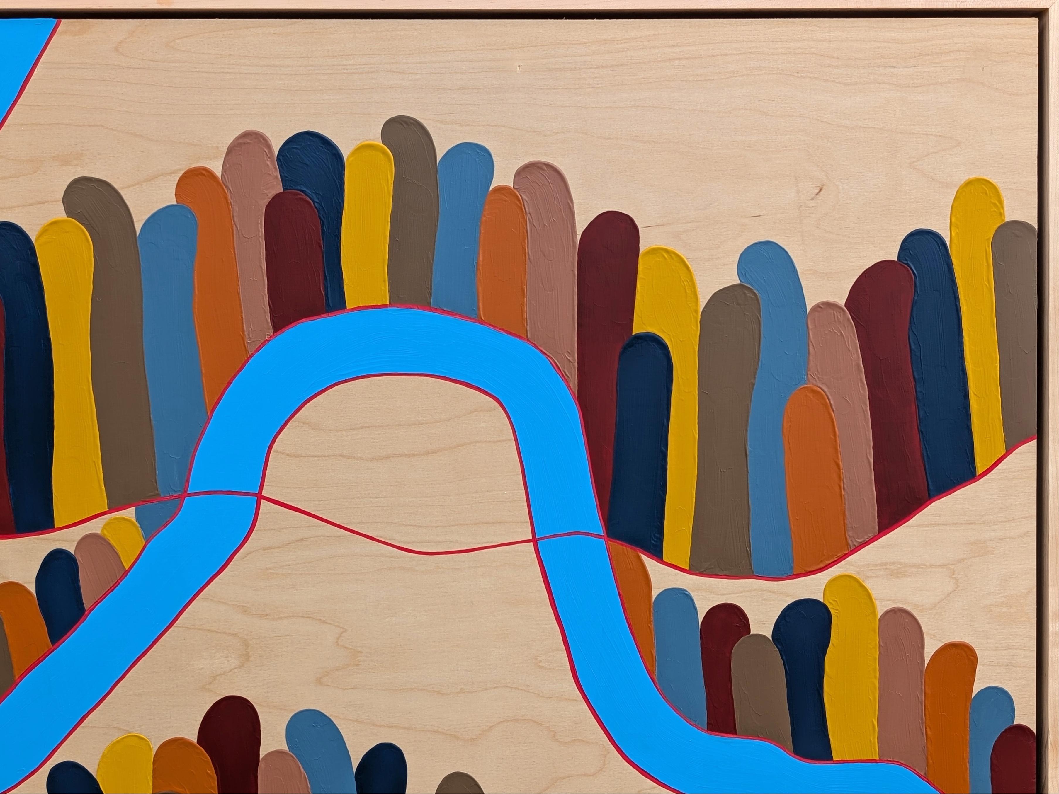 “The Hills” Contemporary Colorful Abstract Landscape Painting of Rolling Hills For Sale 1