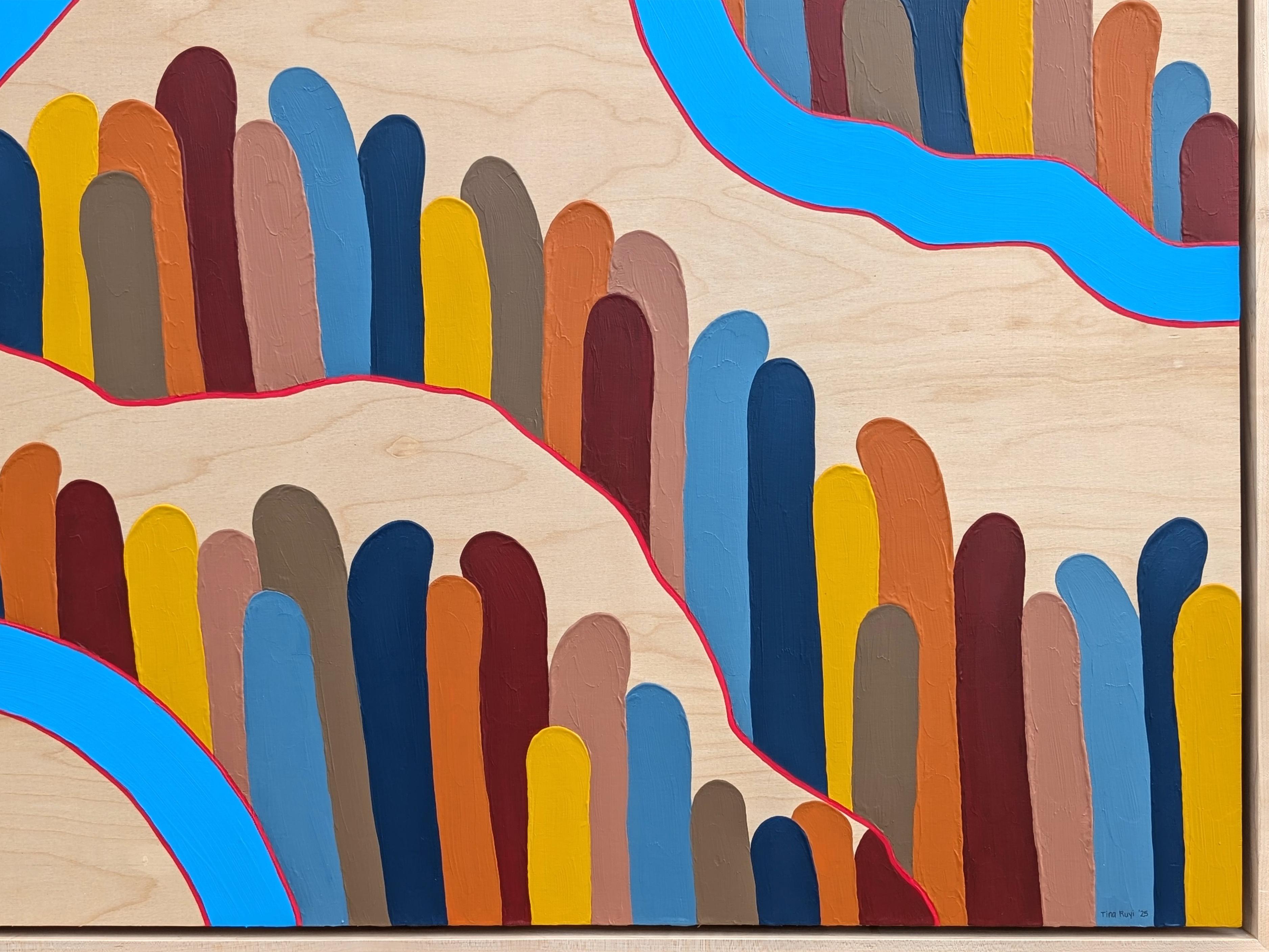 “The Hills” Contemporary Colorful Abstract Landscape Painting of Rolling Hills For Sale 2