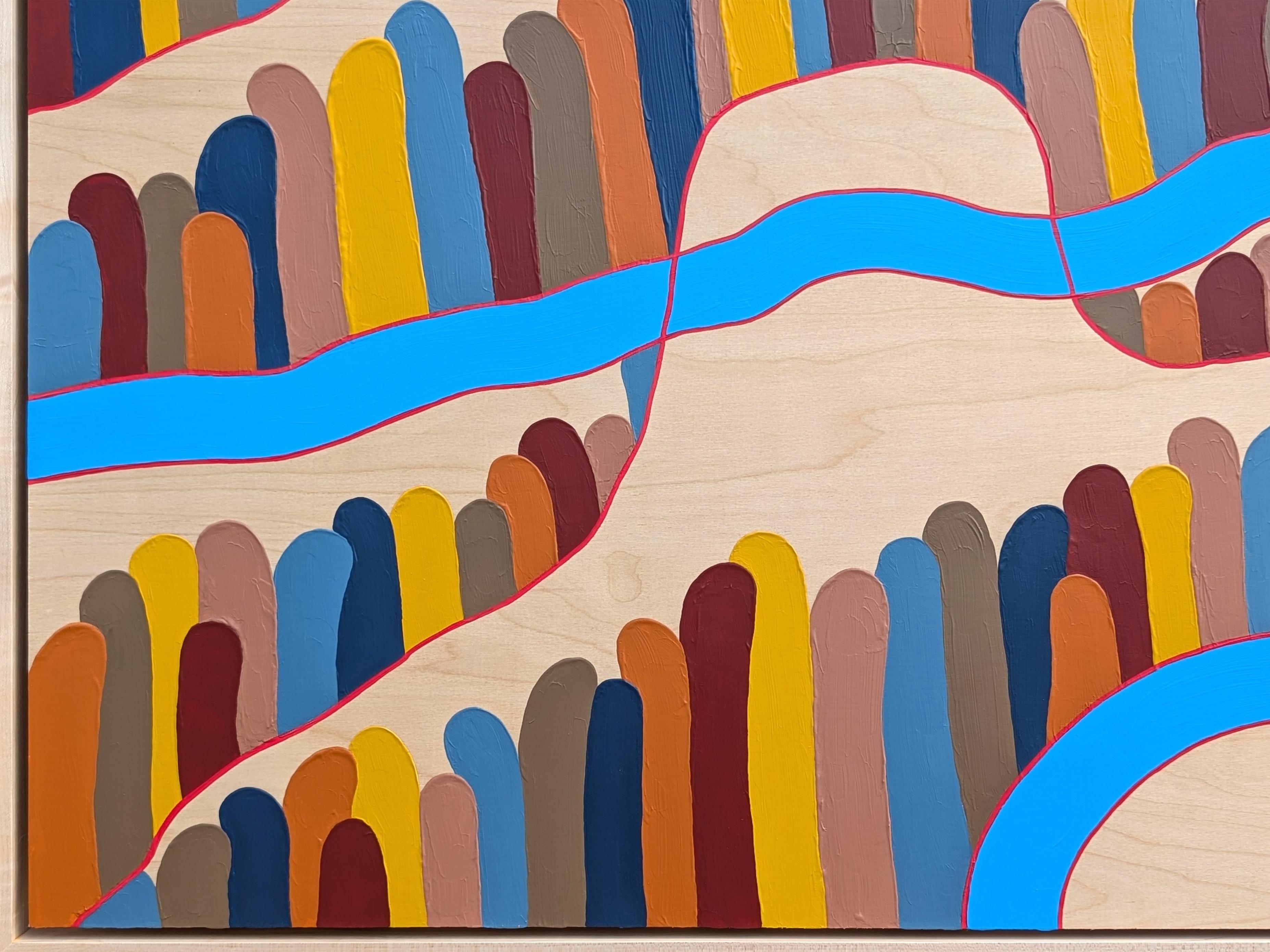 “The Hills” Contemporary Colorful Abstract Landscape Painting of Rolling Hills For Sale 3