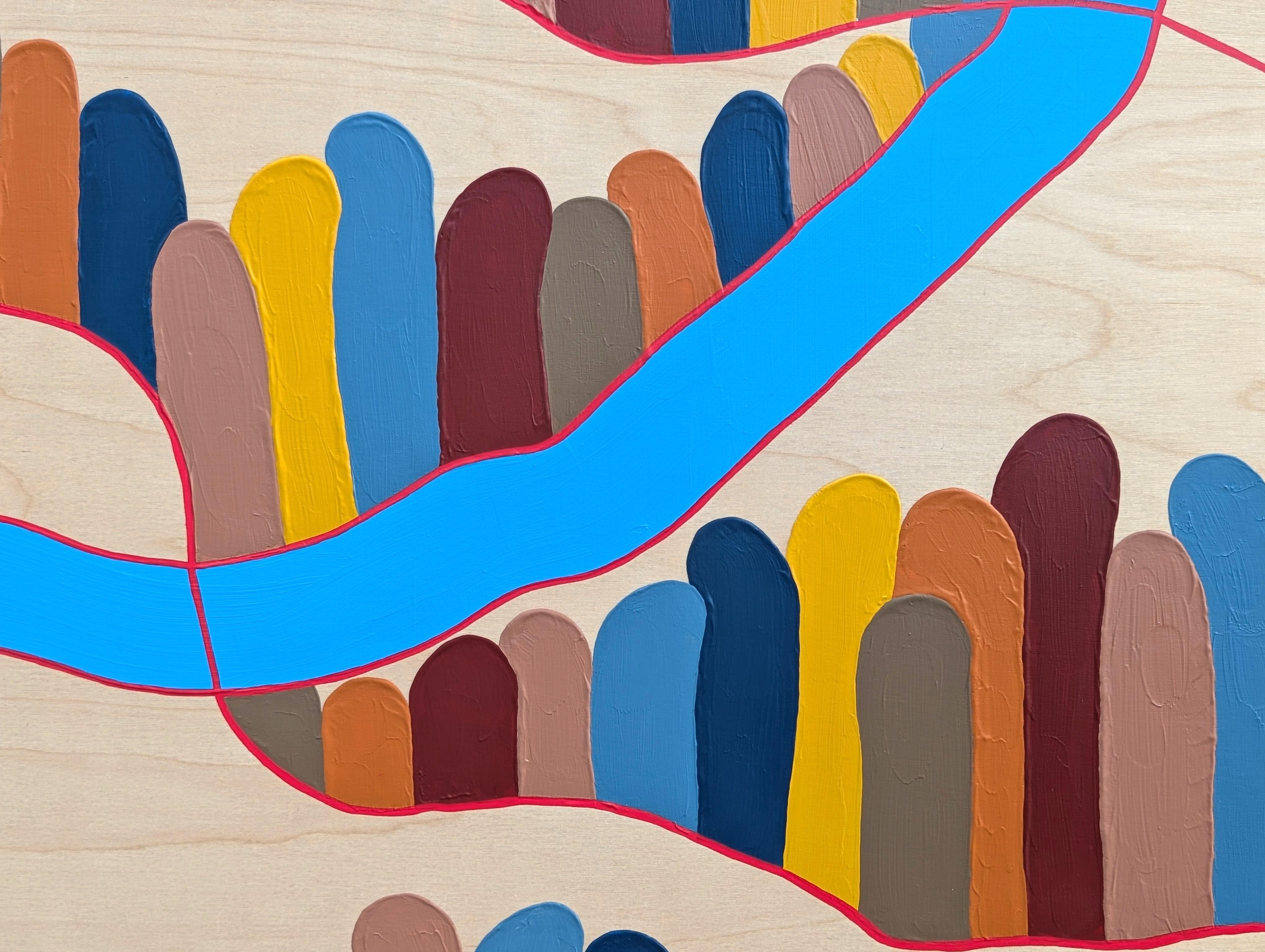 “The Hills” Contemporary Colorful Abstract Landscape Painting of Rolling Hills For Sale 6