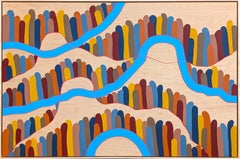 “The Hills” Contemporary Colorful Abstract Landscape Painting of Rolling Hills