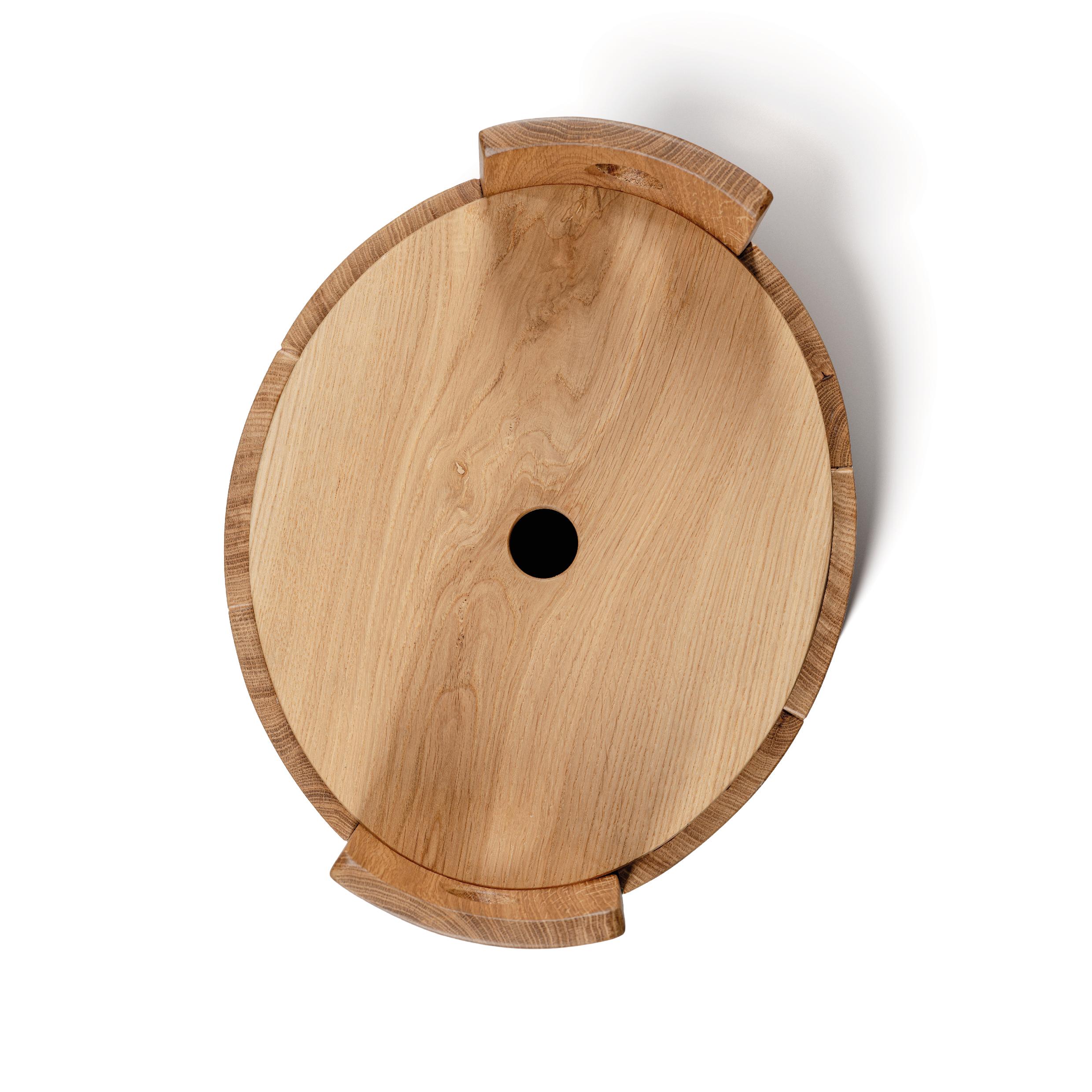 Italian TINA - Tabouret/conteneur en bois de chêne naturel en vente