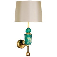 Tina's  custom order 2x Sconces in Emerald and Brass by Margit Wittig