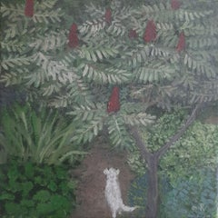 Georgian Contemporary Art by Tinatin Chkhikvishvili - Sumac Tree and White Dog 