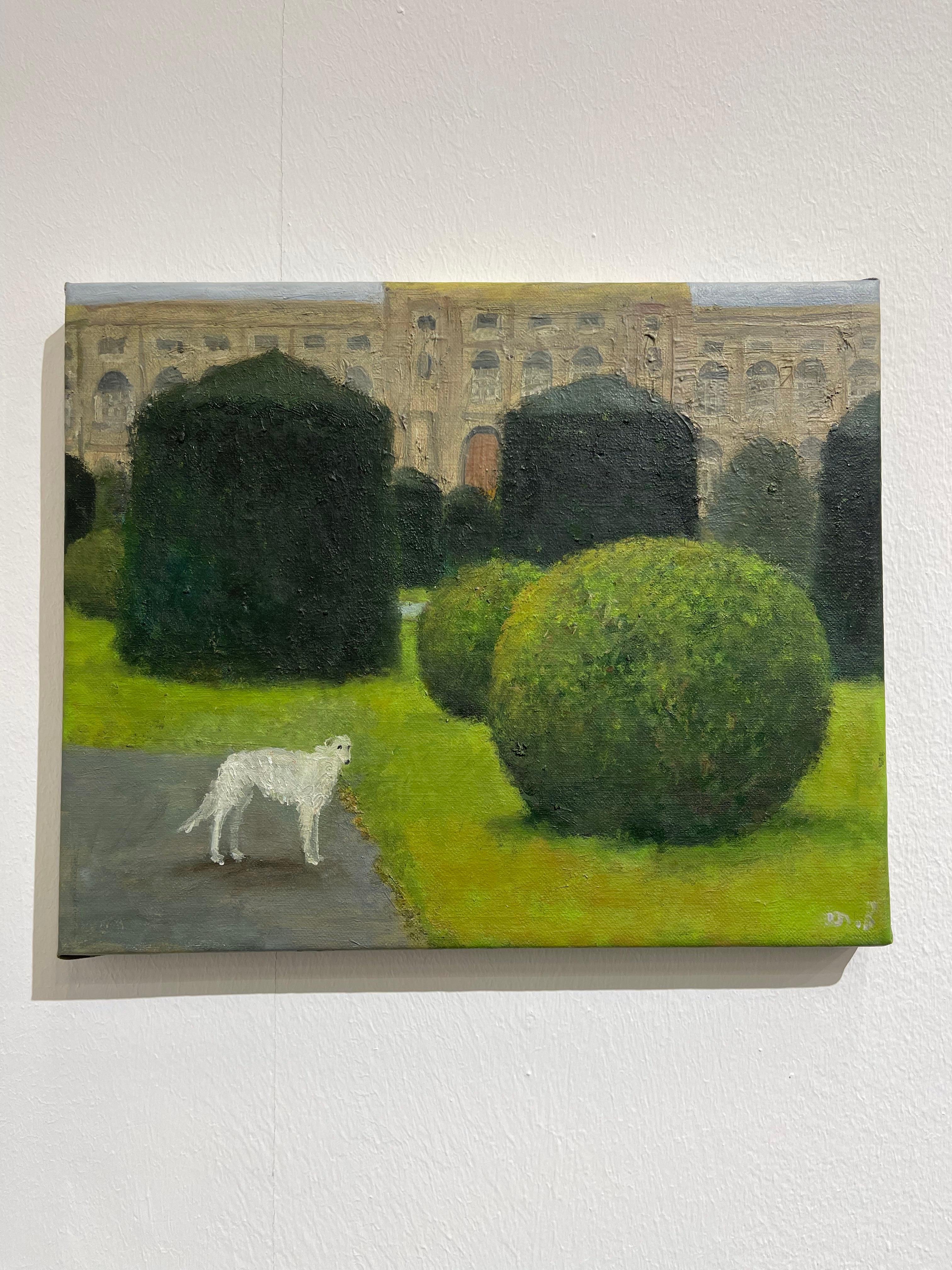 Art contemporain géorgien de Tinatin Chkhikvishvili - White Dog in Dem Platz en vente 1