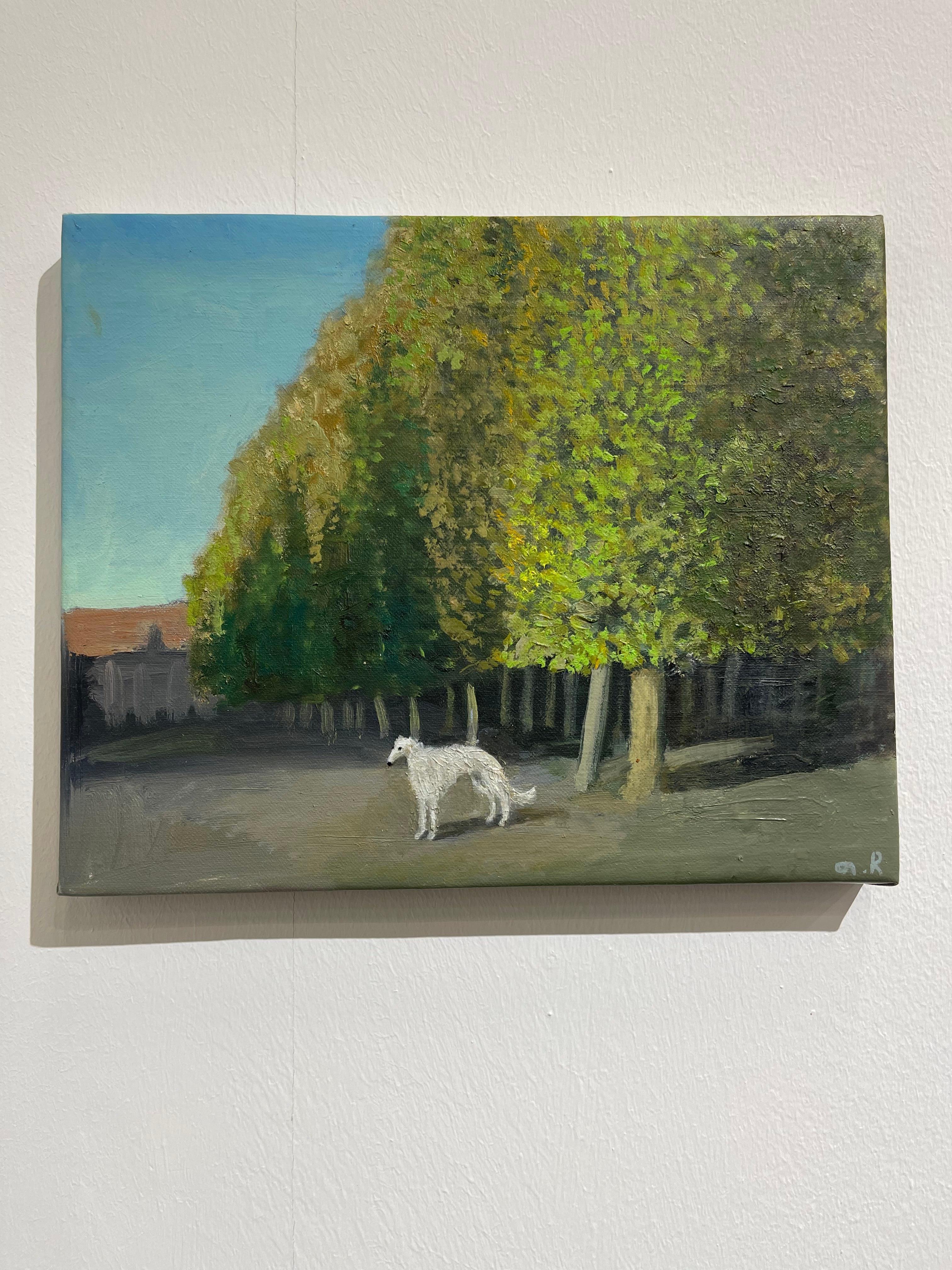 Georgian Contemporary Art by Tinatin Chkhikvishvili - White Dog in Schönbrunn For Sale 1