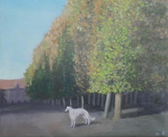 Zeitgenössische georgische Kunst von Tinatin Chkhikvishvili - White Dog in Schönbrunn