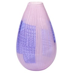 Tincture No 1, pink & lavander patterned handblown glass vase by Scott Benefield