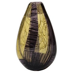 Tincture No 2, dark aubergine & yellow handblown glass vase by Scott Benefield
