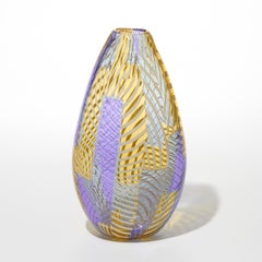 Tincture No 5, yellow & lavander handblown glass Vase by Scott Benefield