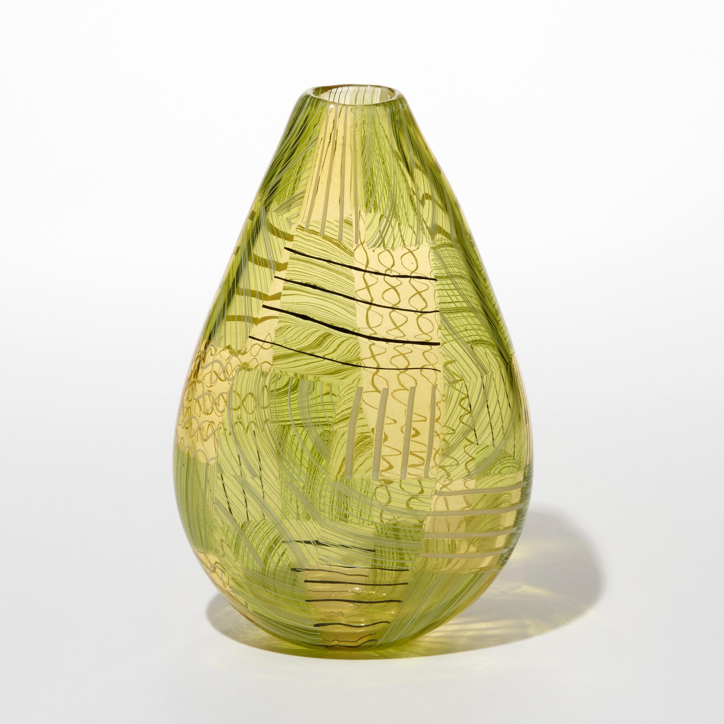 Organique Tincture No 6, vase en verre soufflé jaune et vert de Scott Benefield en vente