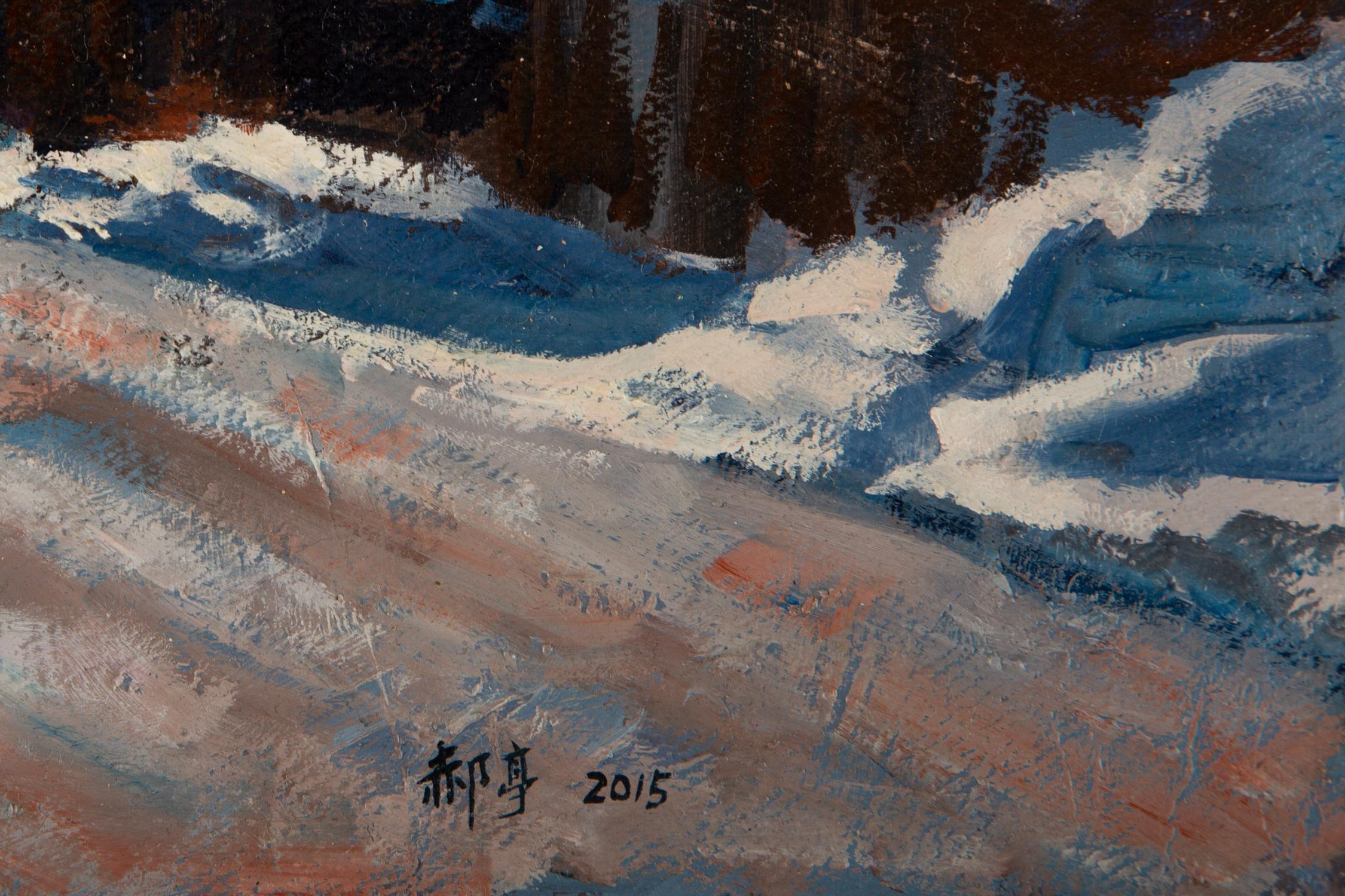 Ting Hao Landschaft, Original, Öl auf Leinwand, „Ruixue 1“, Ting Hao im Angebot 4