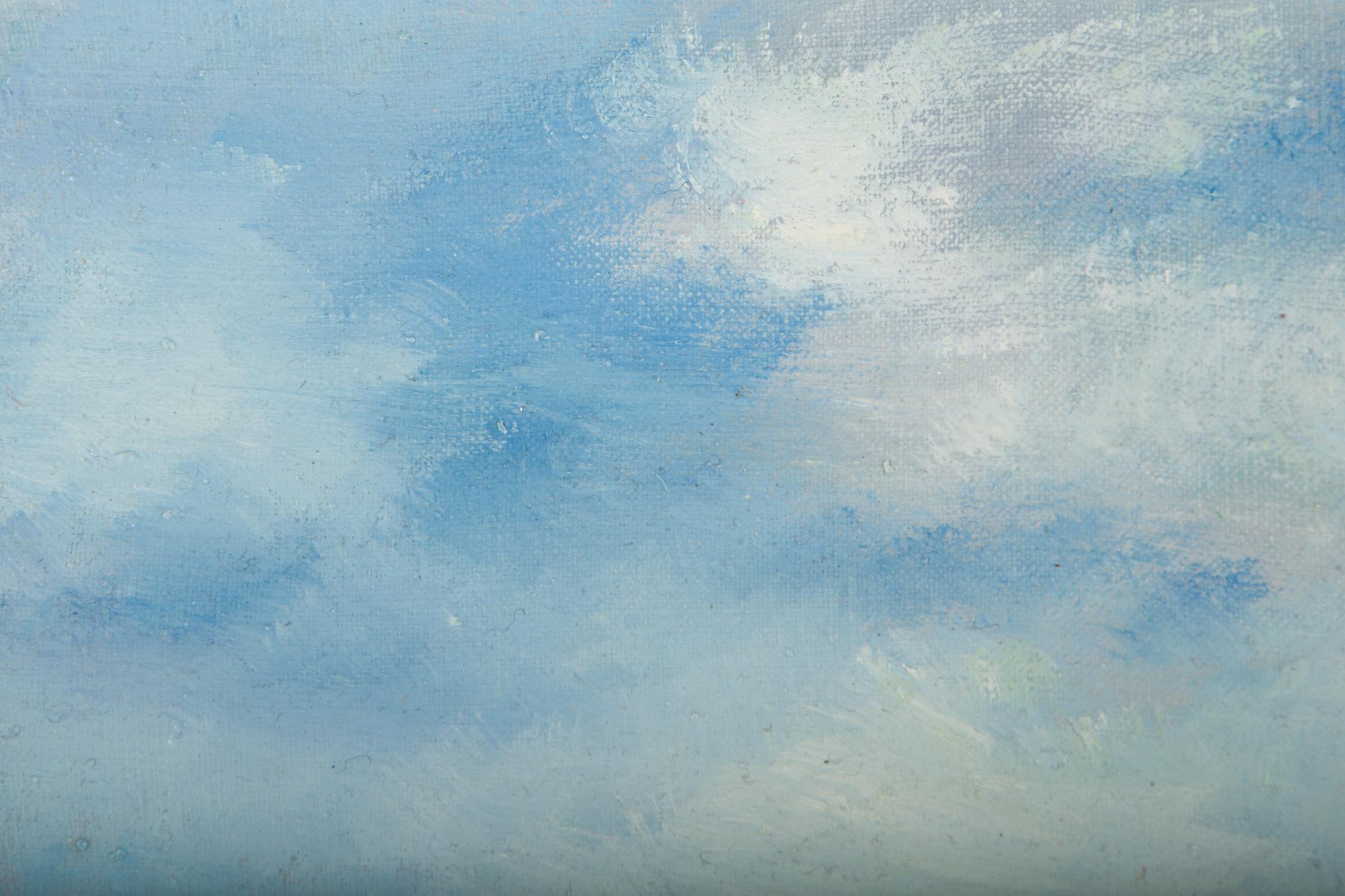 Ting Hao Landschaft, Original-Ölgemälde „Sonnenblauer Schneetag“, Ting Hao im Angebot 1
