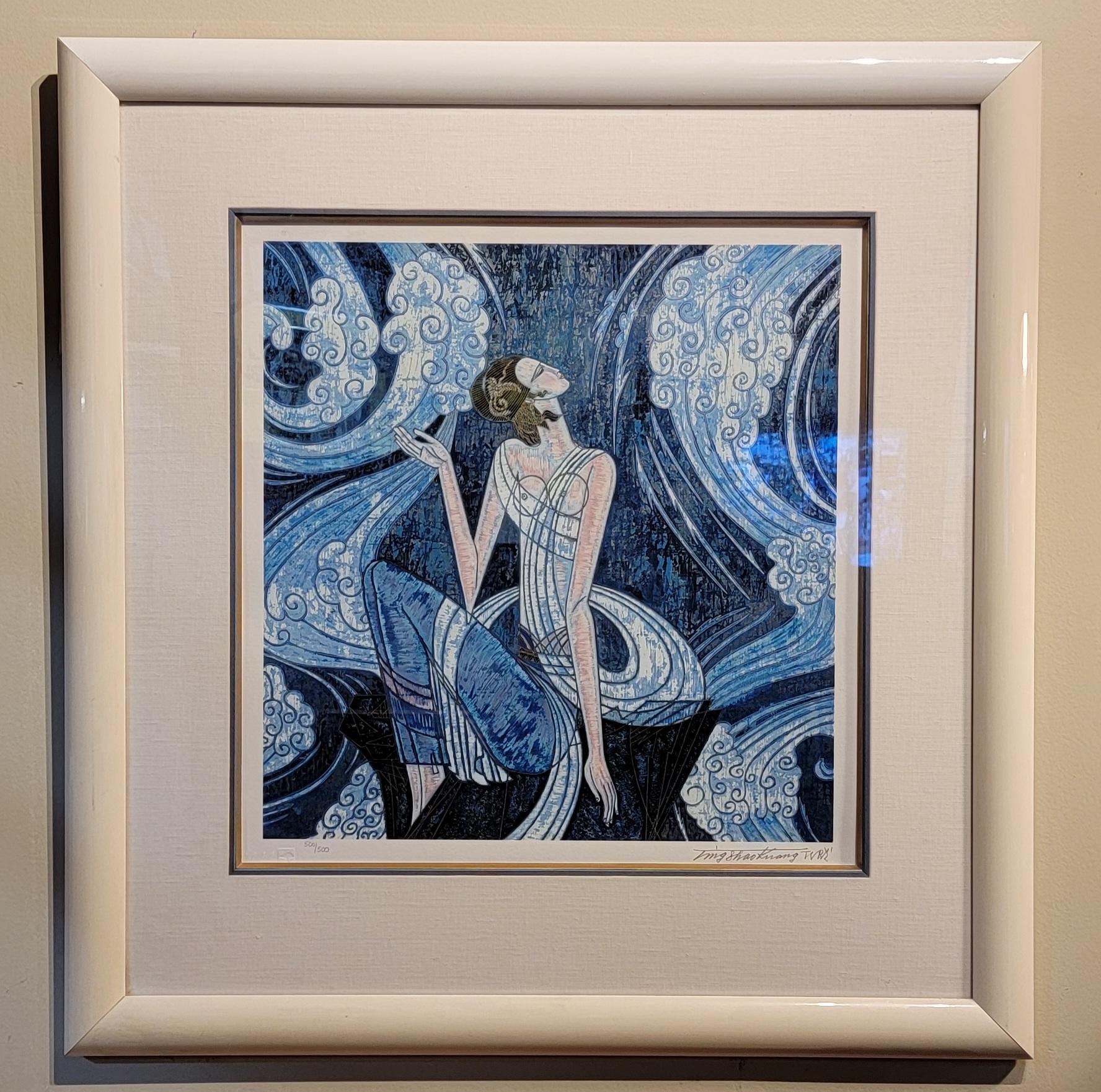 Art Deco style serigraph of a female titled 