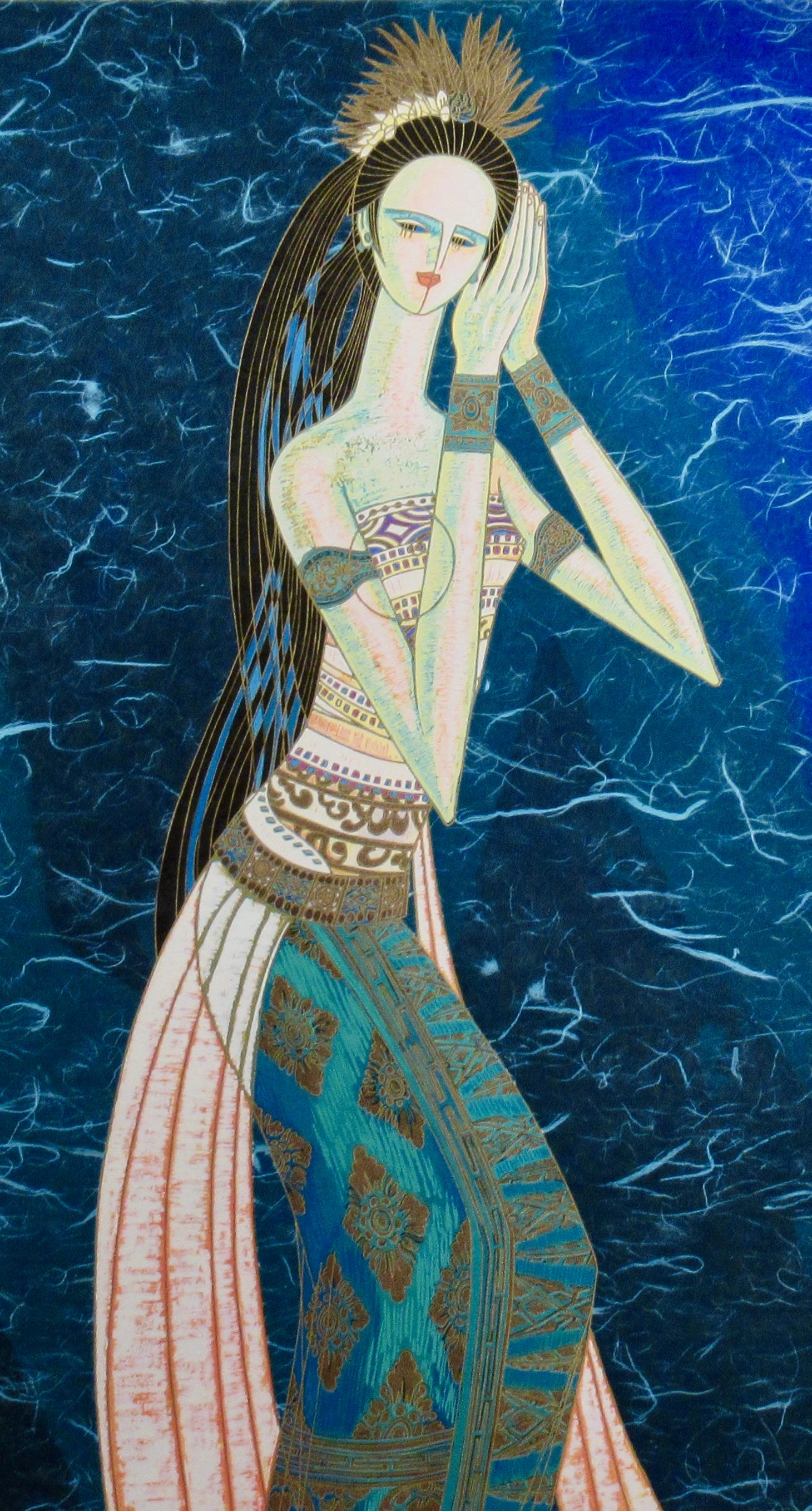 Bali Prinzessin (variante Blau) (Moderne), Print, von Ting Shao Kuang