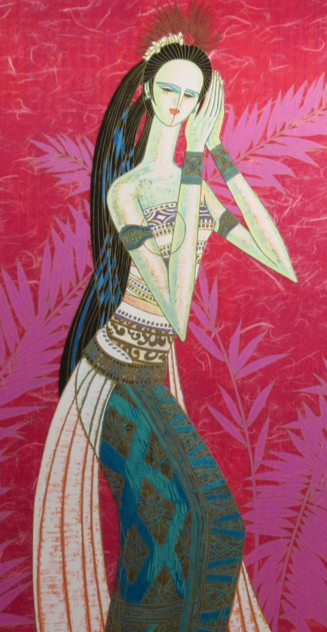 Bali Princess (variant red) - Modern Print by Ting Shao Kuang