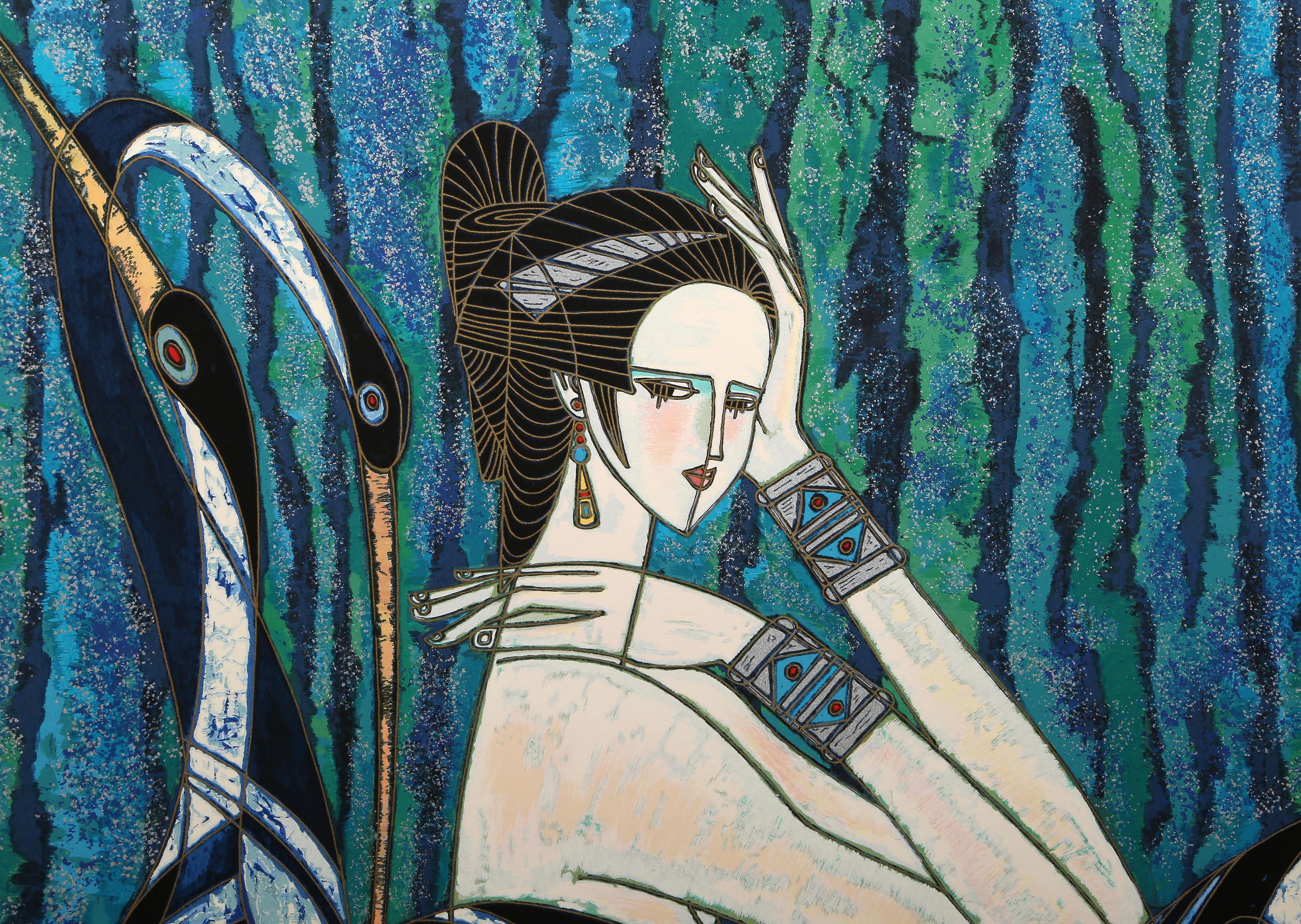 Emerald Valley, Folk Art Screenprint by Ting Shao Kuang 1
