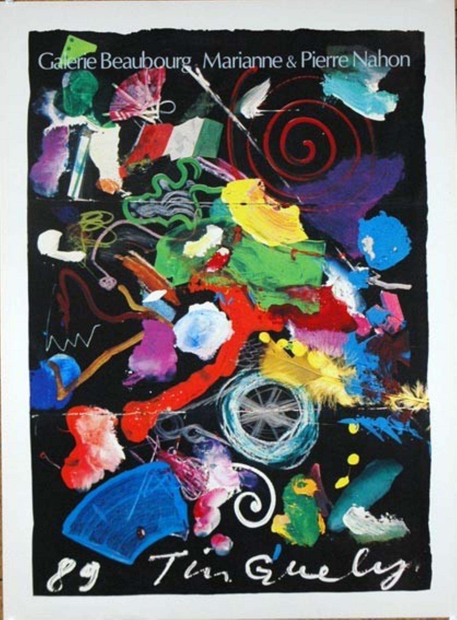 Cartel de la Galerie Serigrafía de la Galerie Beaubourg sobre arcos (después de) Tinguely