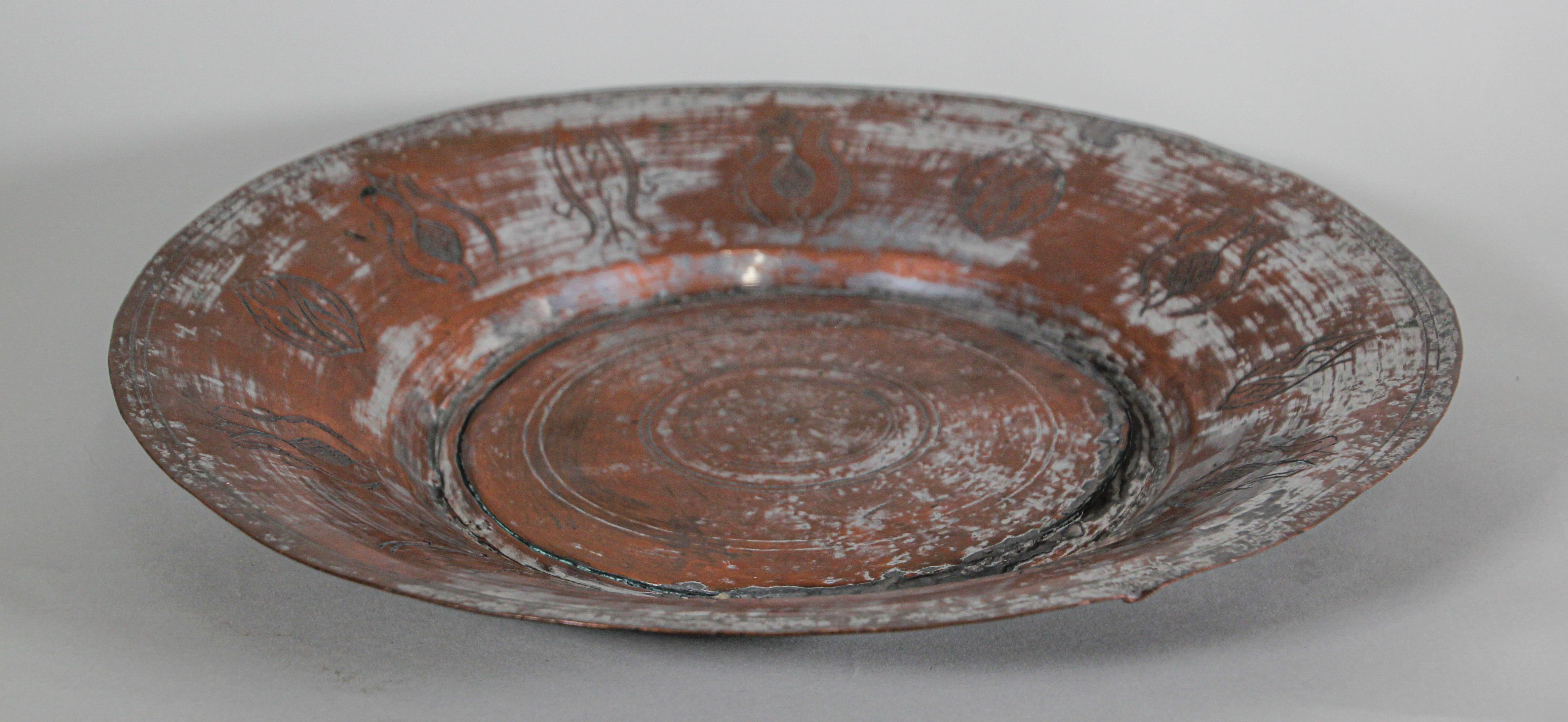 Embossed Tinned Copper Turkish Vessel