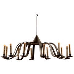 Used Tinned Sheet Iron Twelve-Arm Chandelier