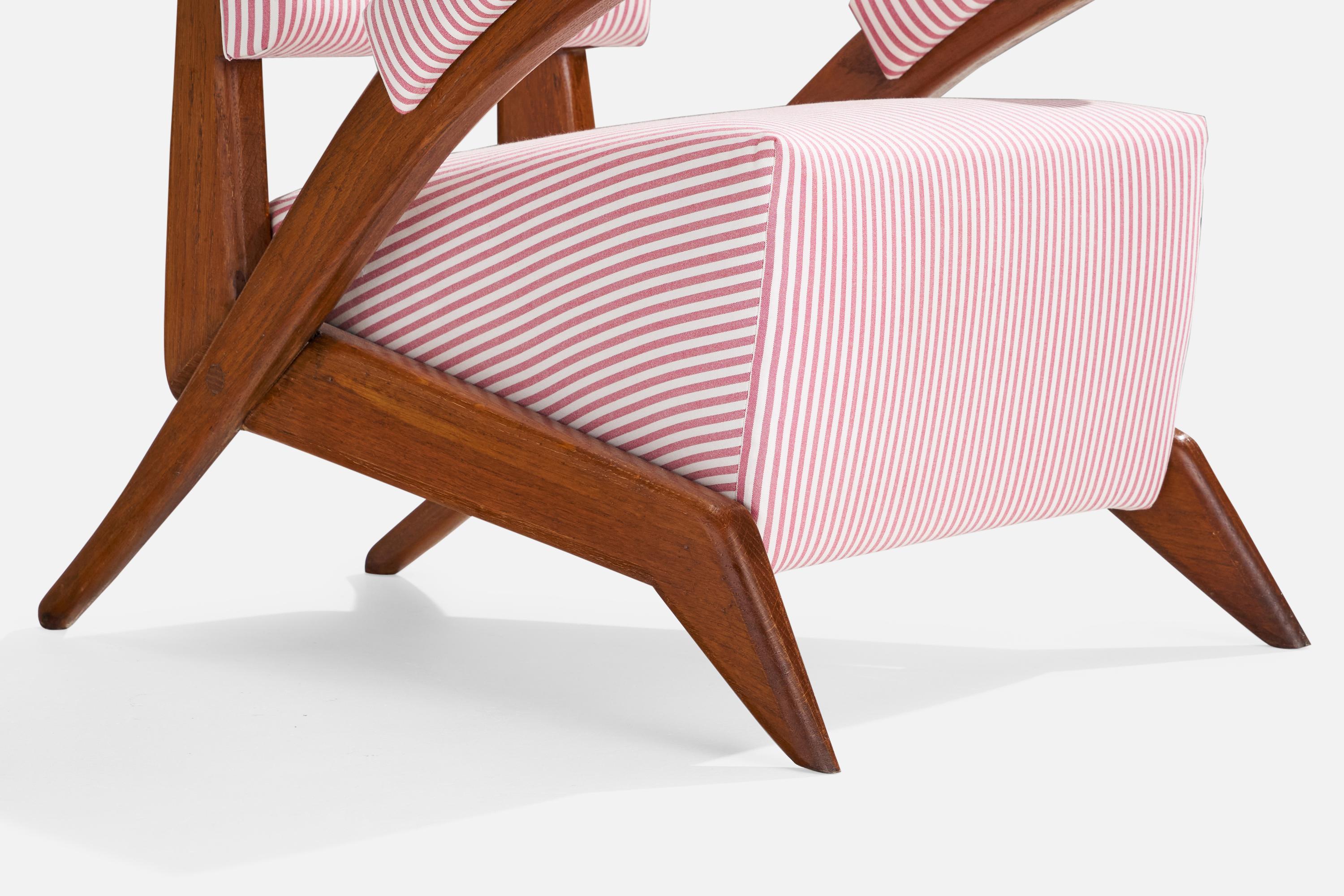 Tino De Silva, Rare sedie da salotto, legno di ciliegio, tessuto, Italia, 1962 in vendita 2