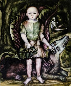 San Giorgo Oil Painting on Panel Dragon Boy Saint In Stock 