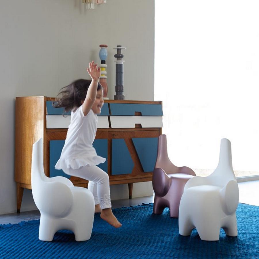 Modern In Stock in Los Angeles, Tino, Orange Elephant Children's Chair, Made in Italy