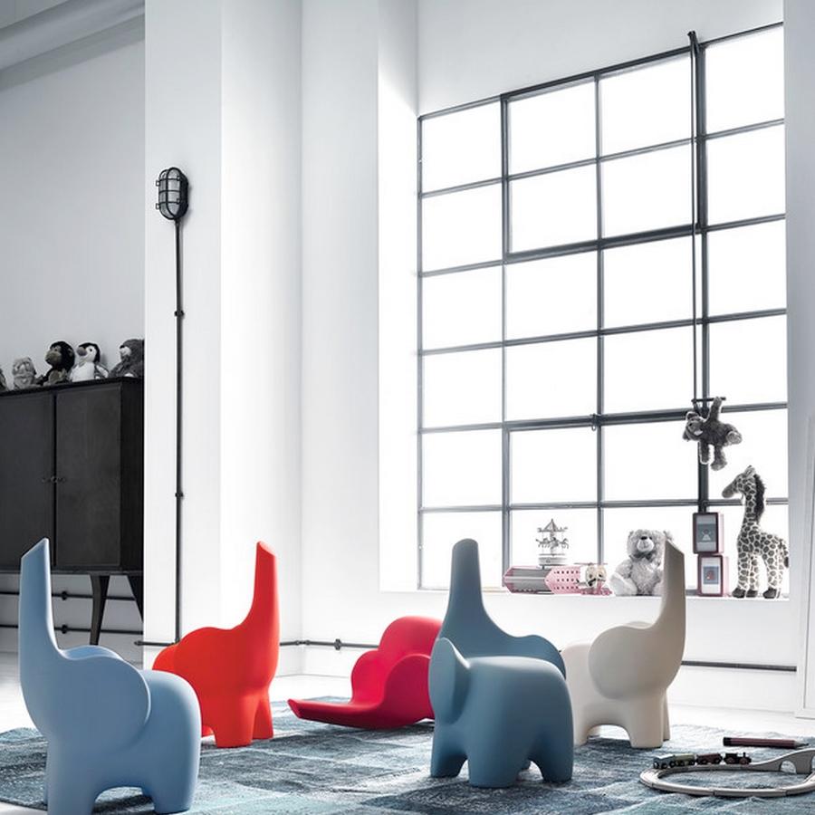 Modern In Stock in Los Angeles, Tino, White Elephant Children's Chair, Made in Italy