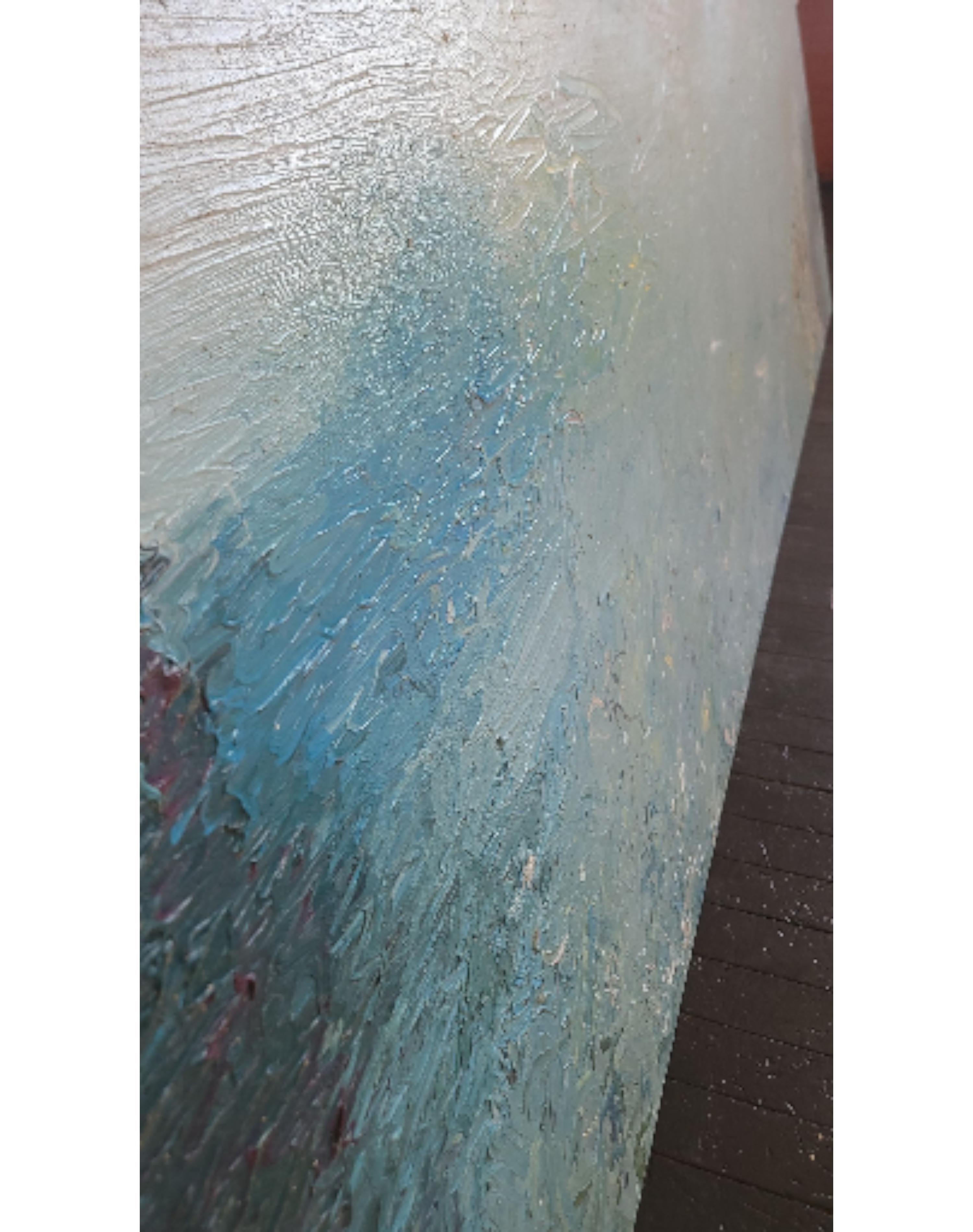 Américain Tino Zago, Foghorn Time, 1984 Acrylique sur toile 42 x 138