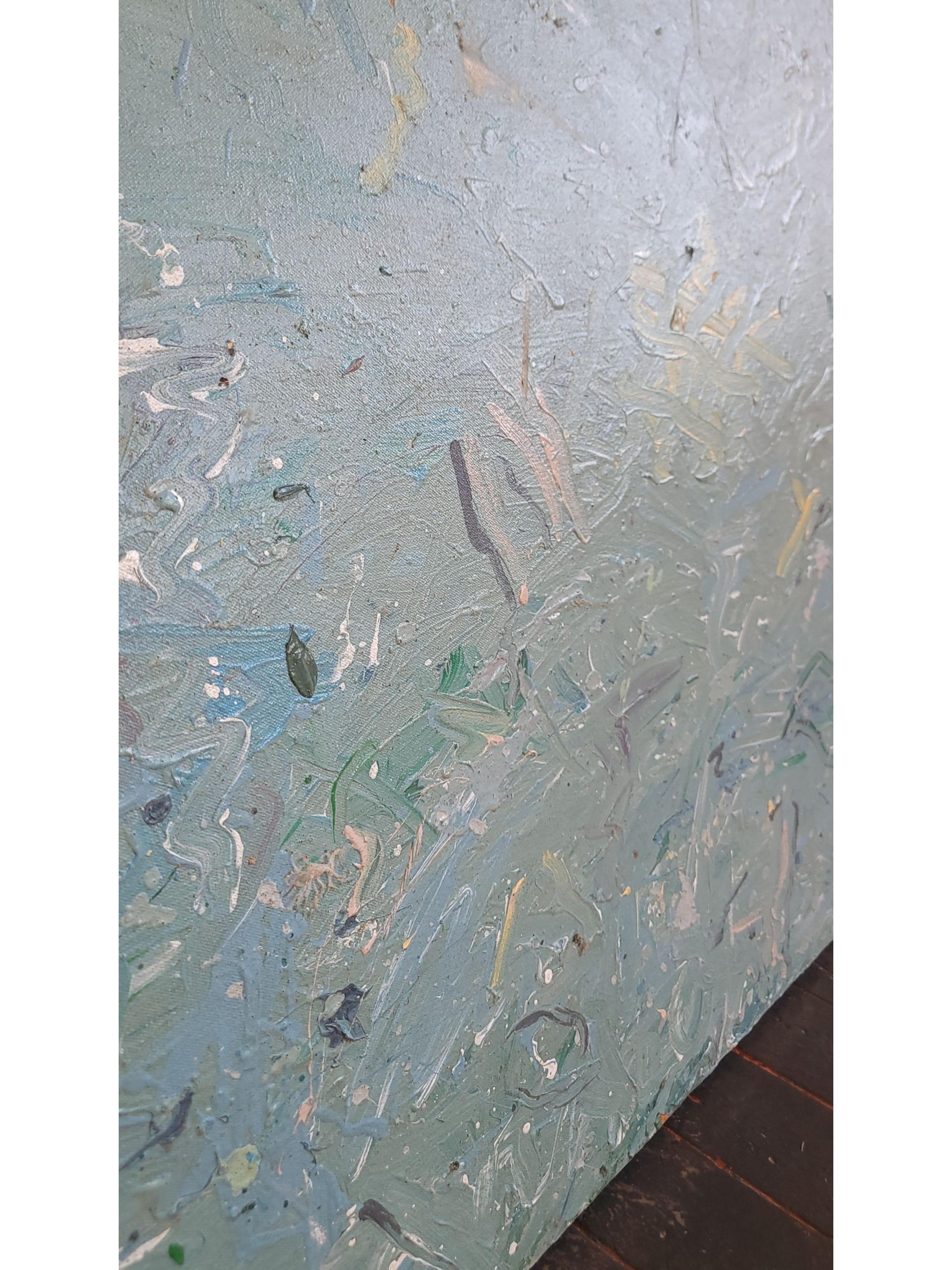 Peint Tino Zago, Foghorn Time, 1984 Acrylique sur toile 42 x 138