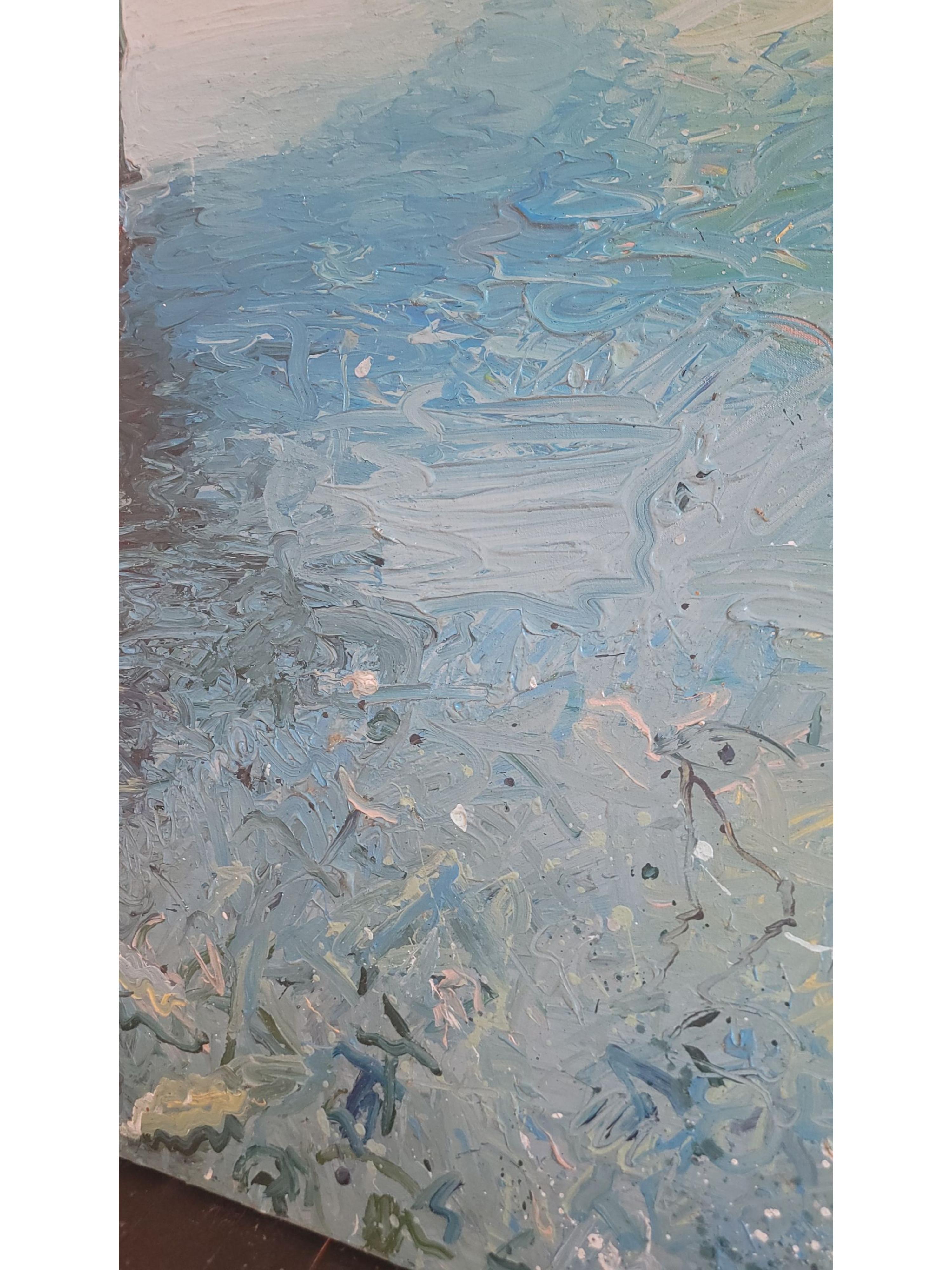 Toile Tino Zago, Foghorn Time, 1984 Acrylique sur toile 42 x 138