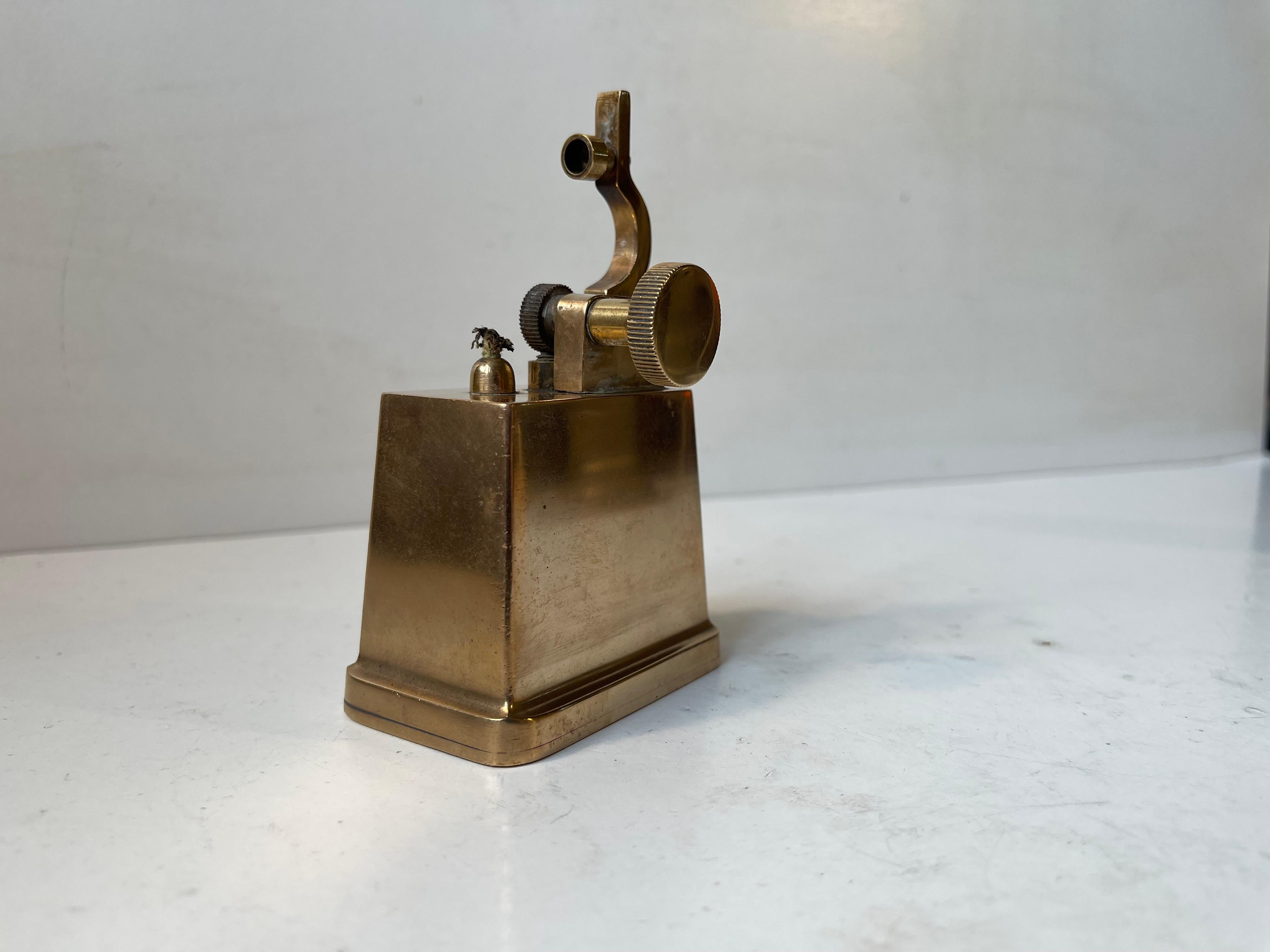Mid-20th Century Tinos Art Deco Cigar Table Lighter & Ashtray in Bronze, 1930s For Sale