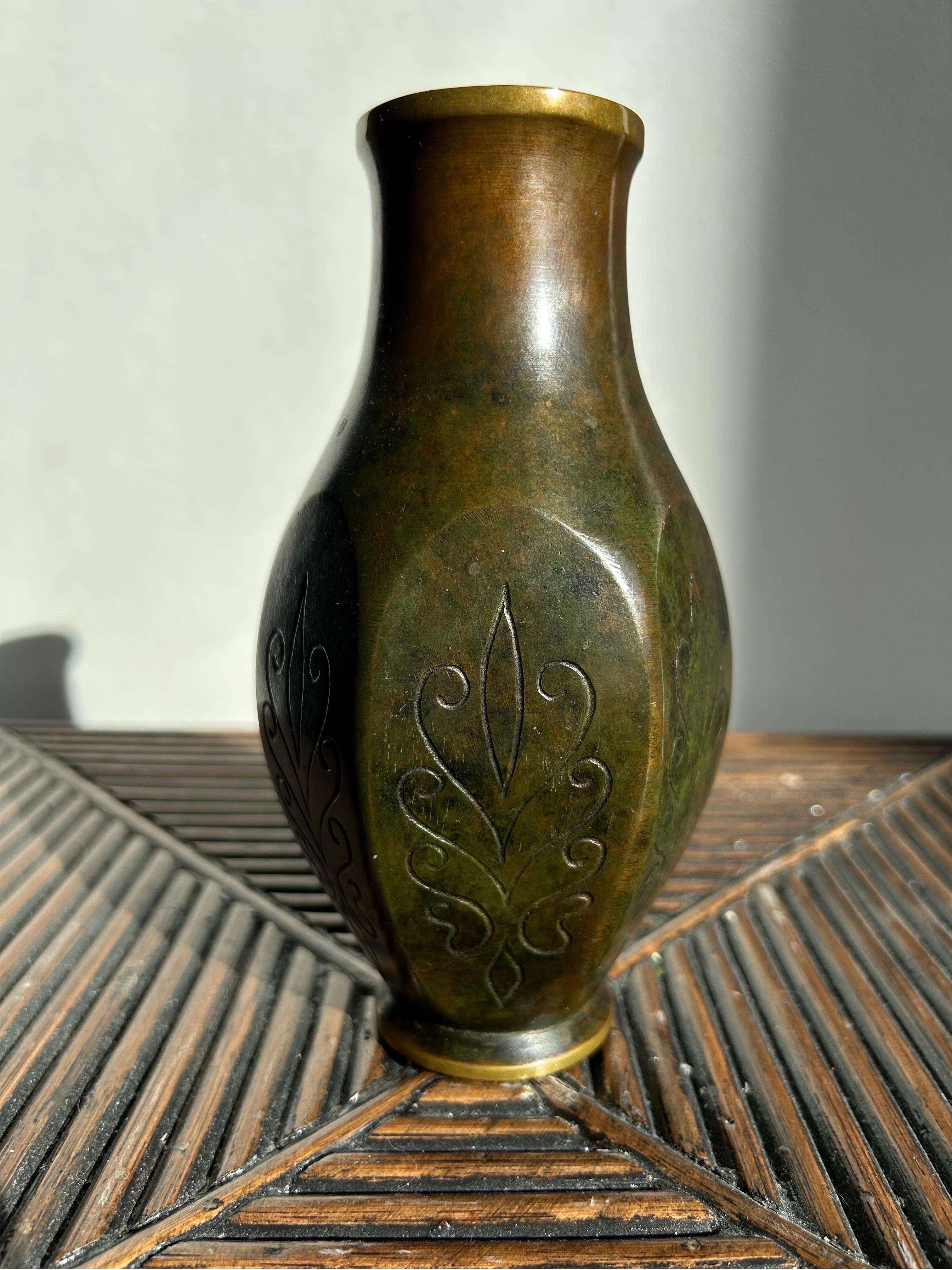 Art Deco Tinos Bronze Vase Denmark, 1930s