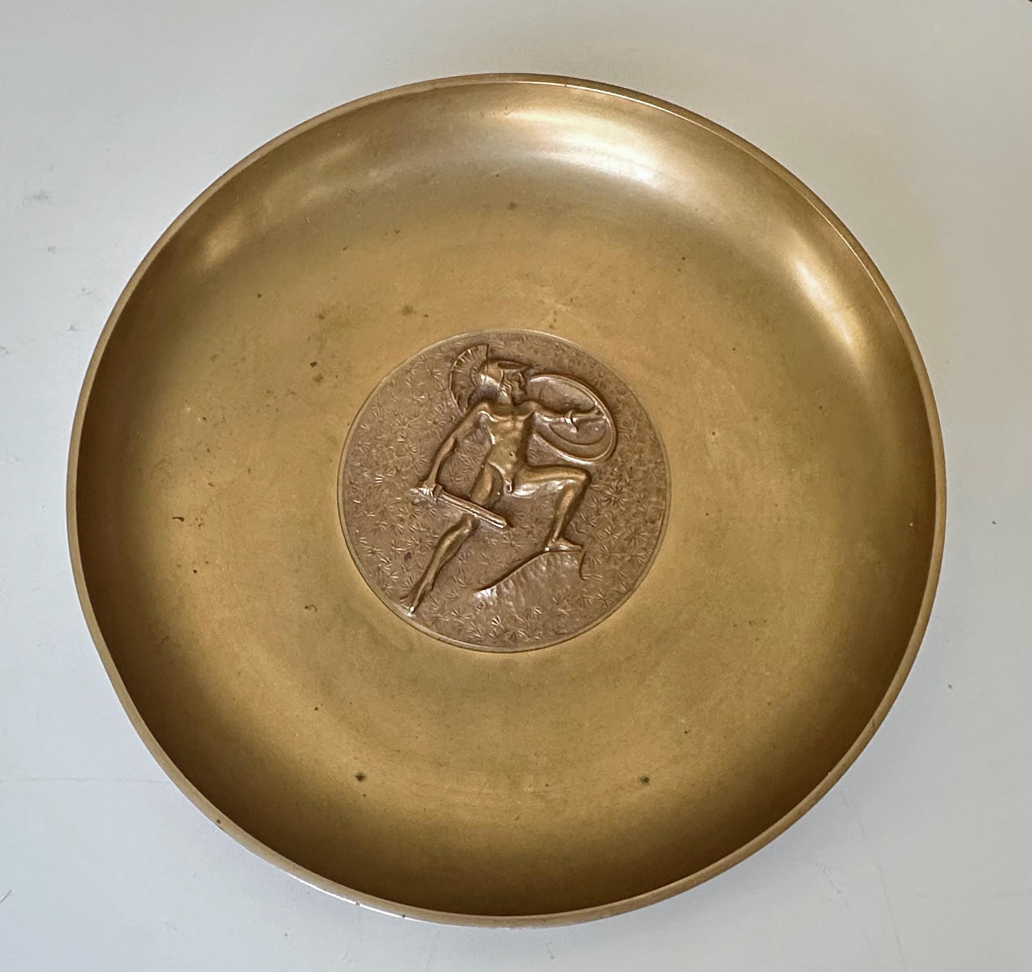 Tinos Dänemark Deco Bronze Schale Neoklassische Krieger (Mitte des 20. Jahrhunderts) im Angebot