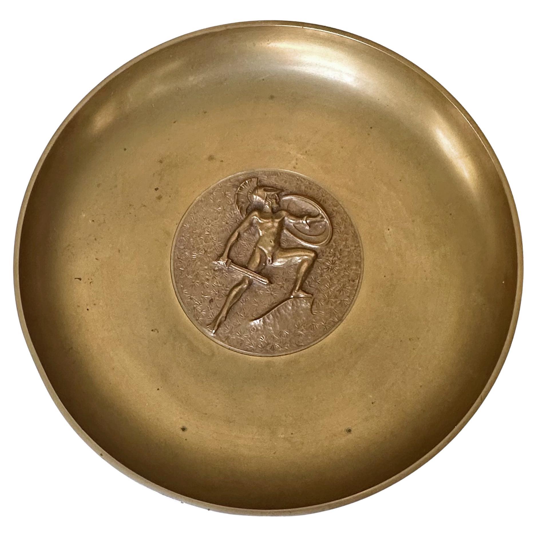 Tinos Dänemark Deco Bronze Schale Neoklassische Krieger im Angebot