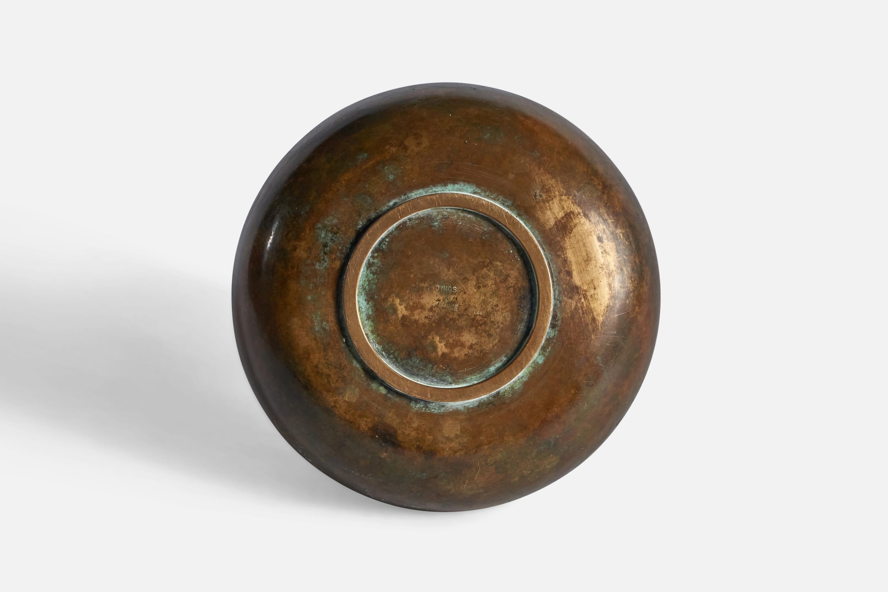 Danish Tinos, Small Bowl, Bronze, Denmark, 1930s For Sale