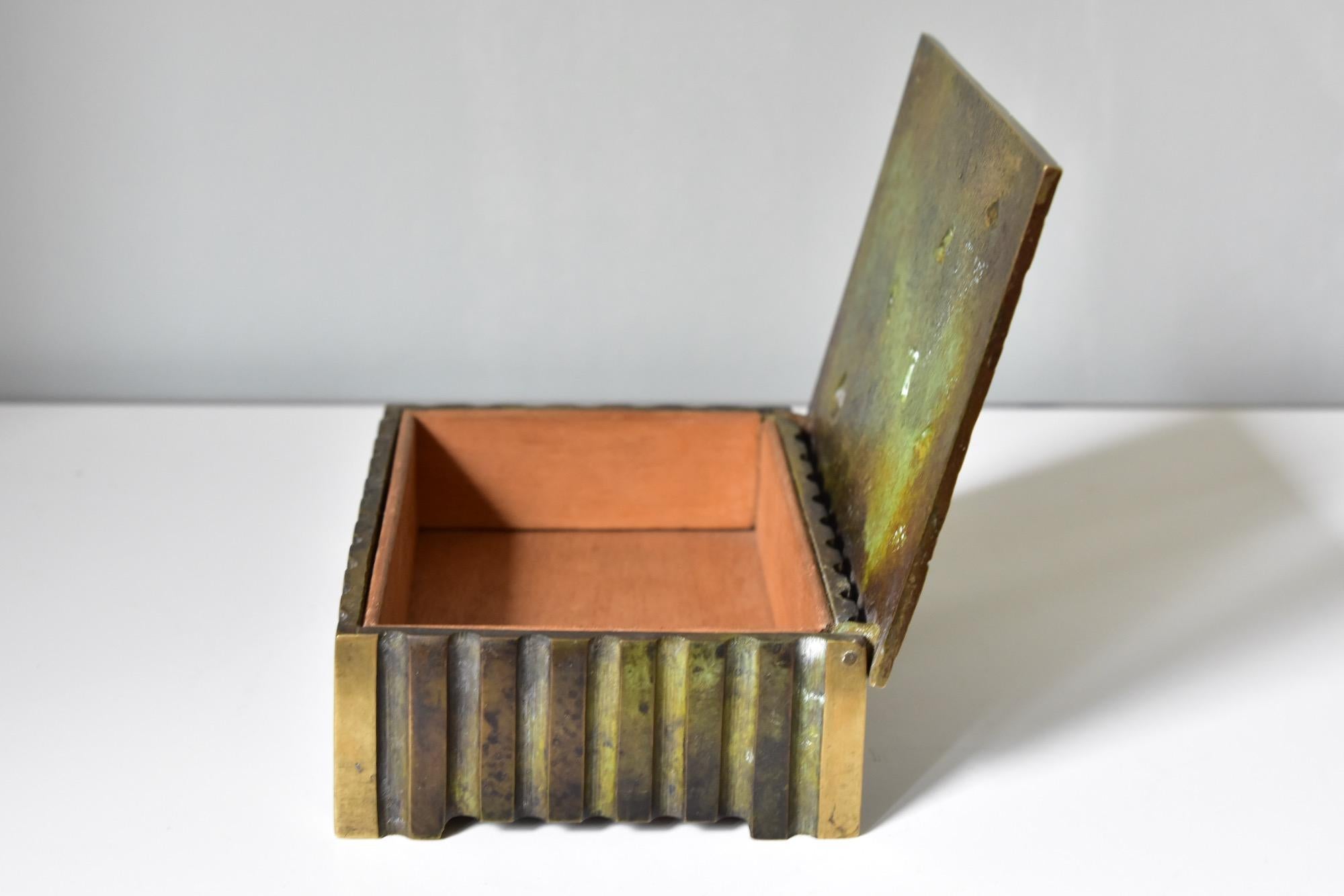 Nice bronze box by Mønsterbesk, Denmark. 
No damages with beautiful patina.
