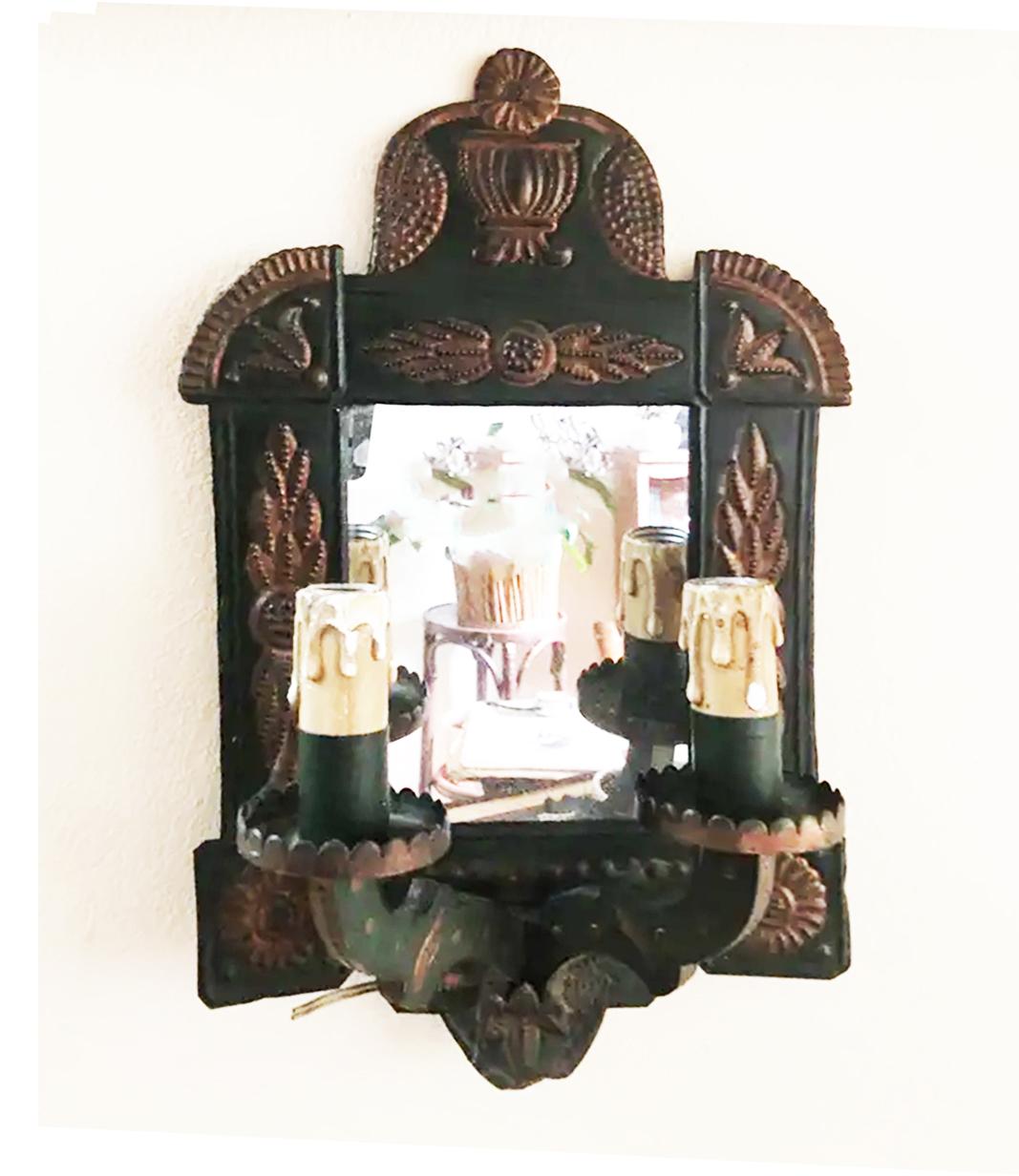 Wall Sconce , Tinplate Mirror With illumination  or Wall Mirror In Good Condition In Mombuey, Zamora