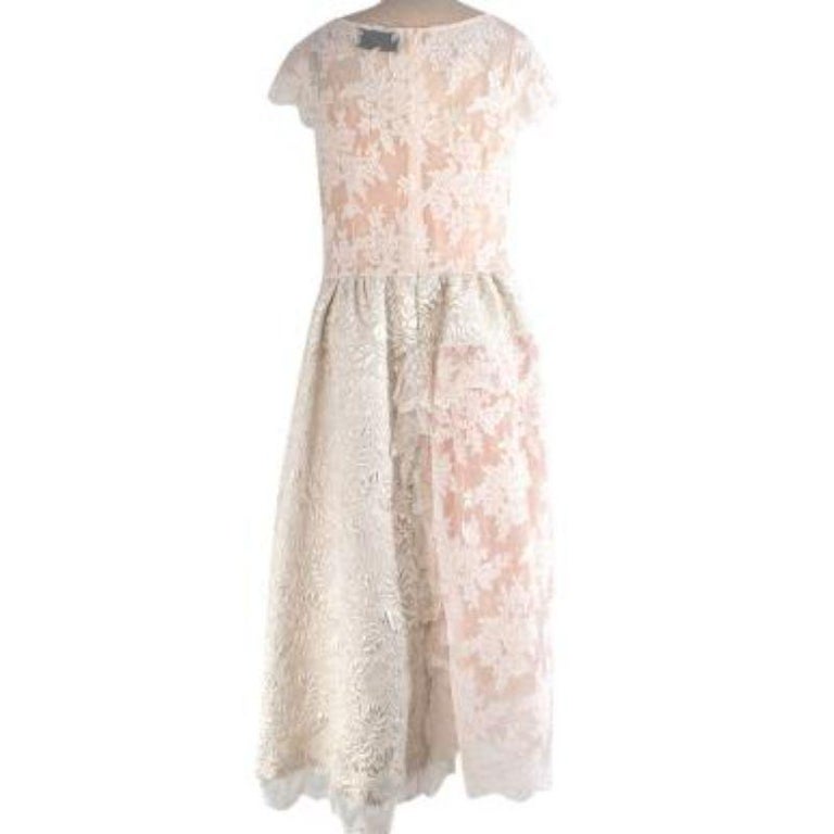Tinsel Detail Brocade and Lace Dress with Slip For Sale at 1stDibs