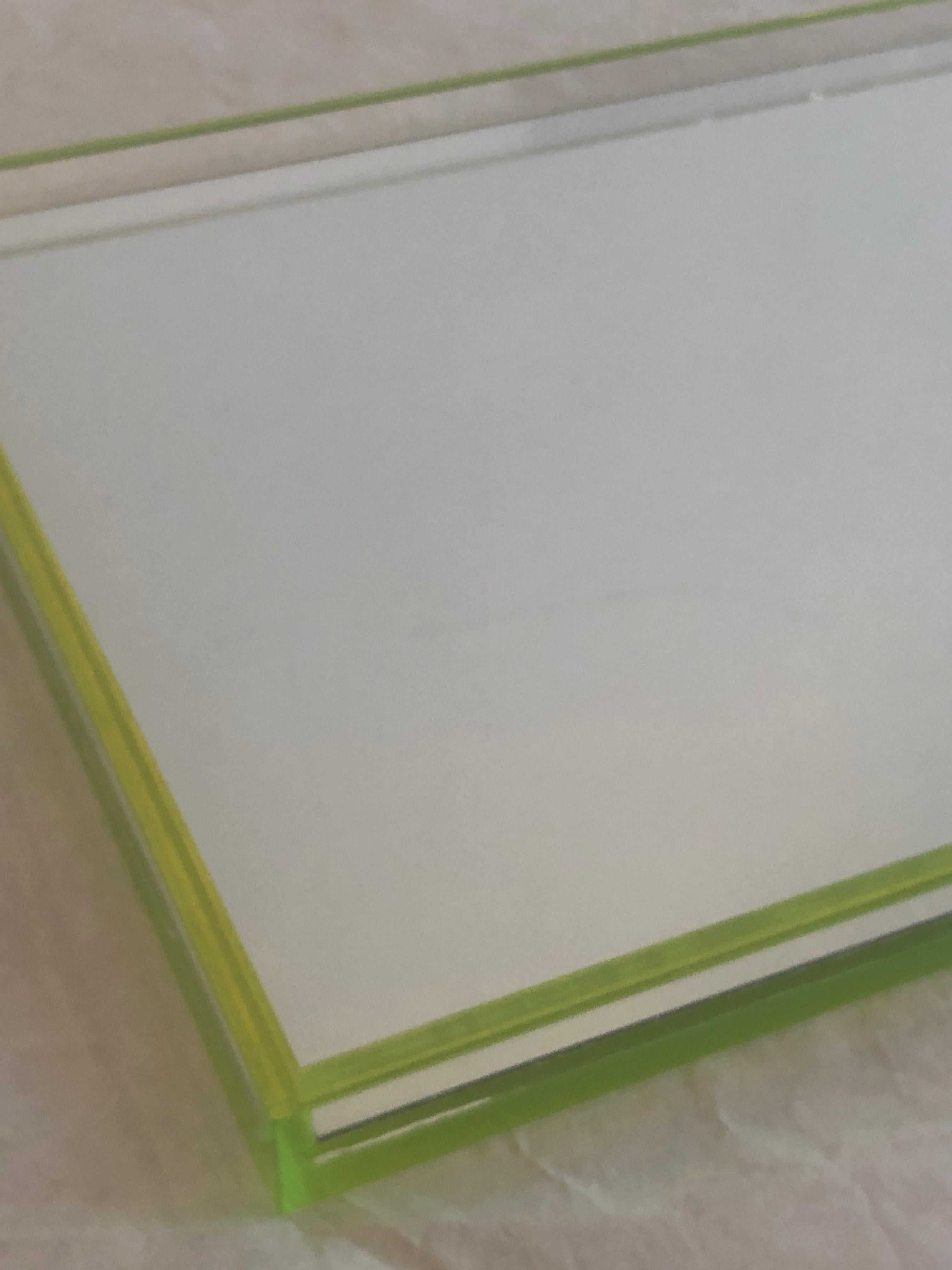 Tinsley Mortimer Clear Lucite, Neon Green Accents and Mirror Cocktail Ware Tray 10