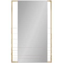 Tinted Contemporary Mirror on a Gold Metal Frame with Brass Wire