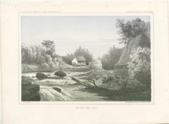 Tinted Lithograph of Hudson Bay Mill, Washington State, 1856